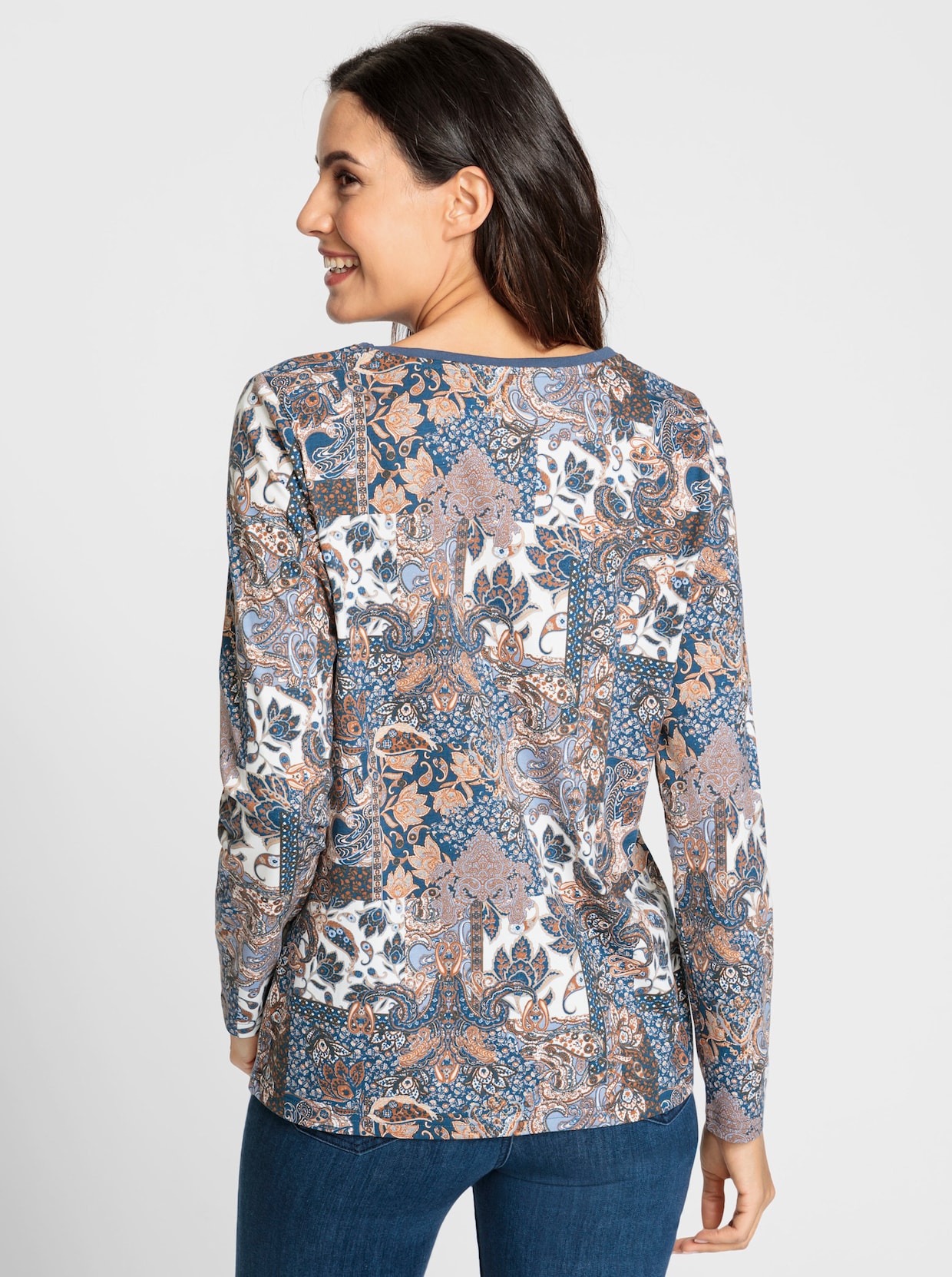 Shirt met print - Duivenblauw gedessineerd