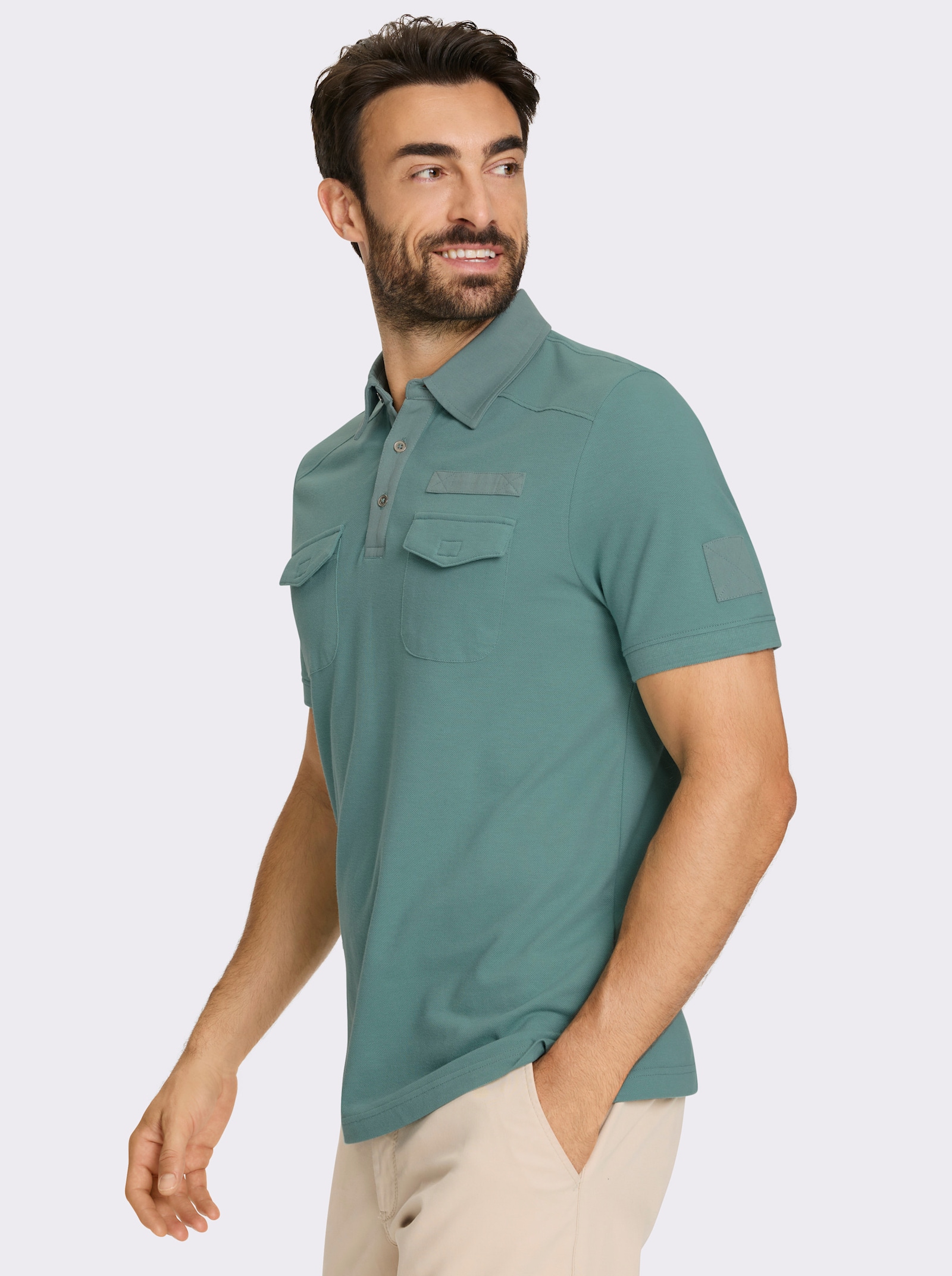 Marco Donati Kurzarmshirt mit Twill-Elementen - jade