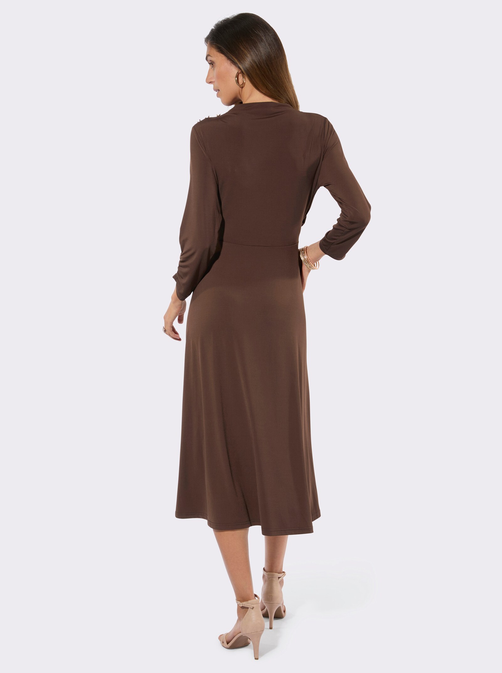 Jerseykleid mit Raffungen - schoko