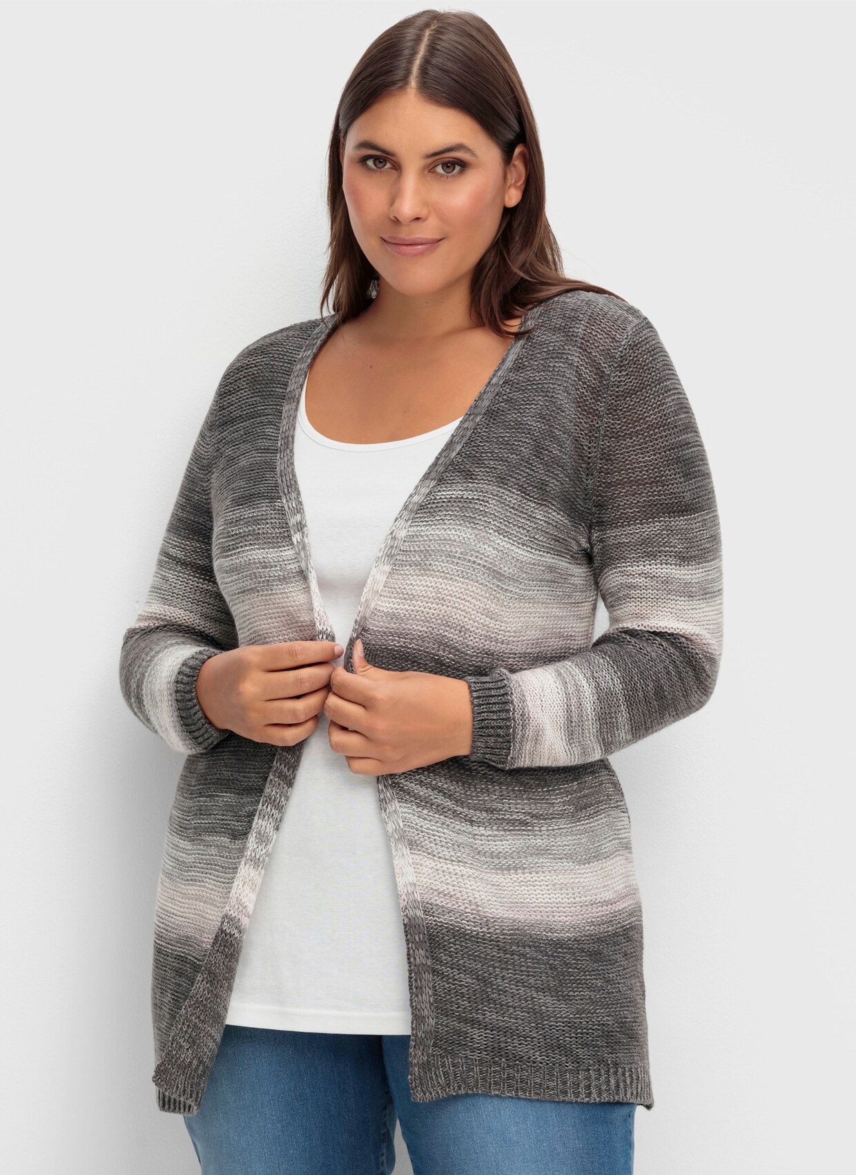 Strickjacke - grau-rosé