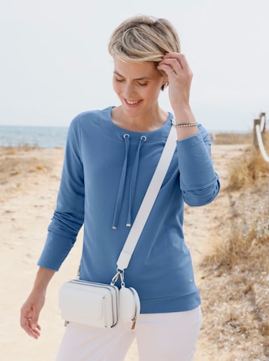 Sweatshirt mit Bindeband - mittelblau