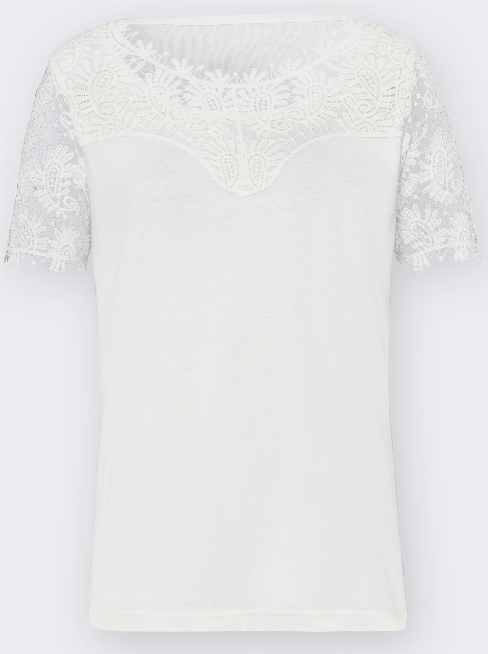 Spitzenshirt mit transparenter Spitze - ecru