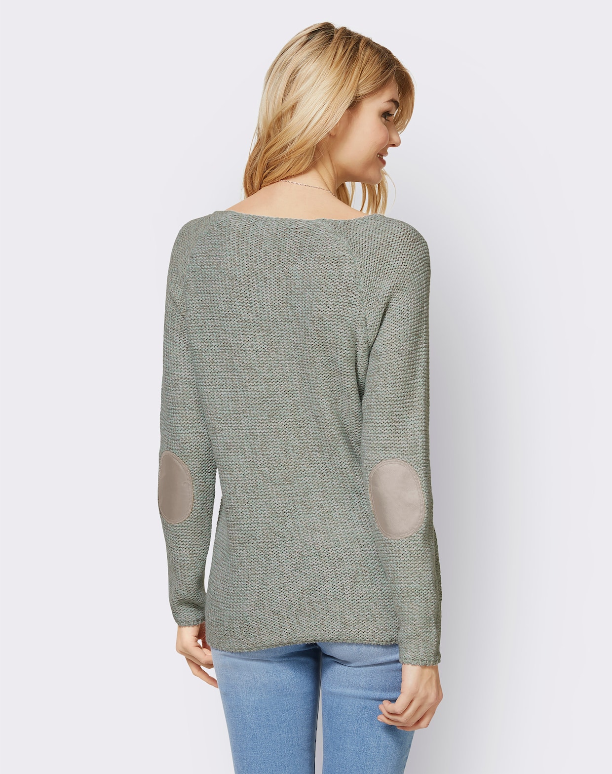 heine Pull encolure ronde - menthe-gris clair chiné