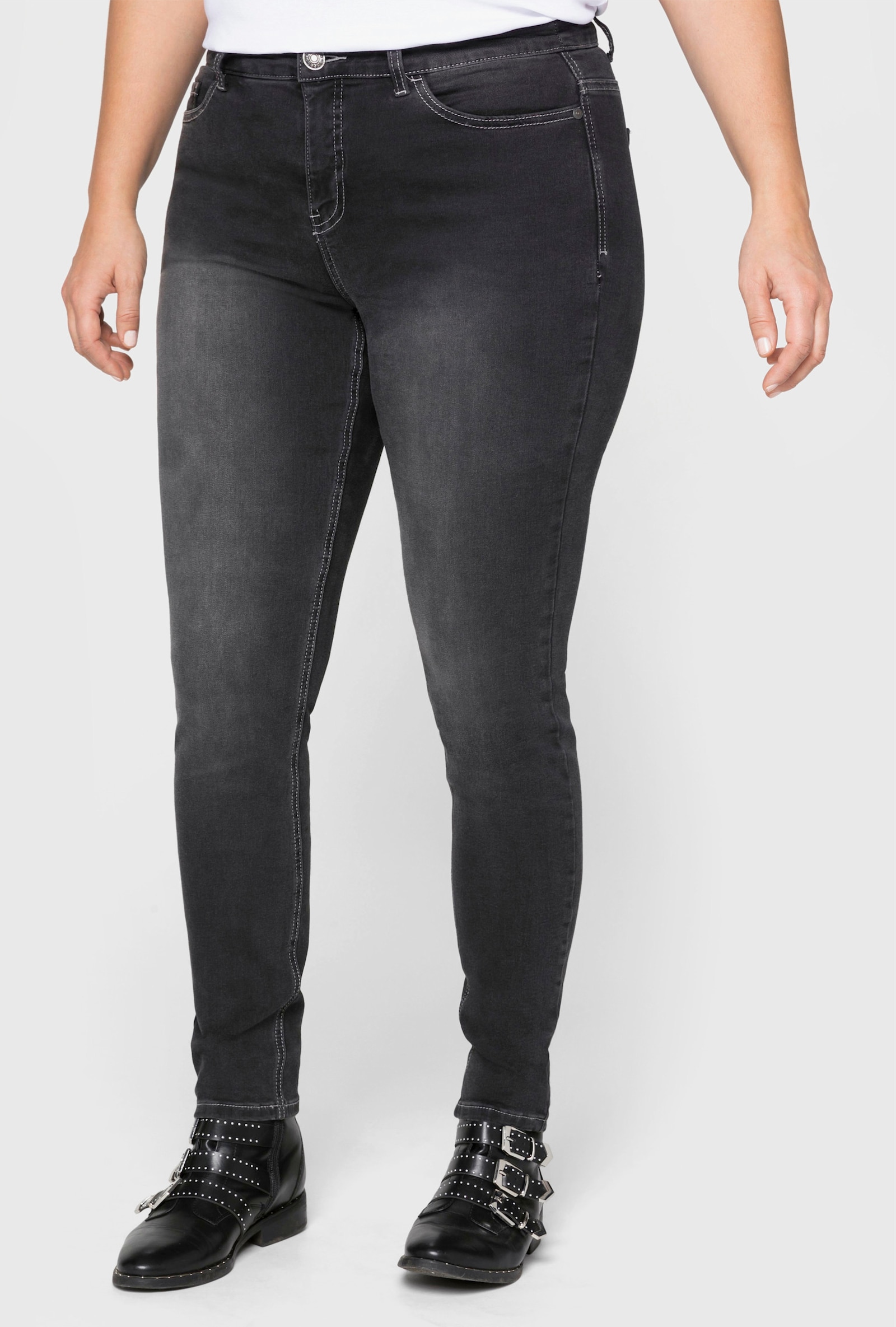 sheego Skinny jeans in 5-pocketsmodel - black denim