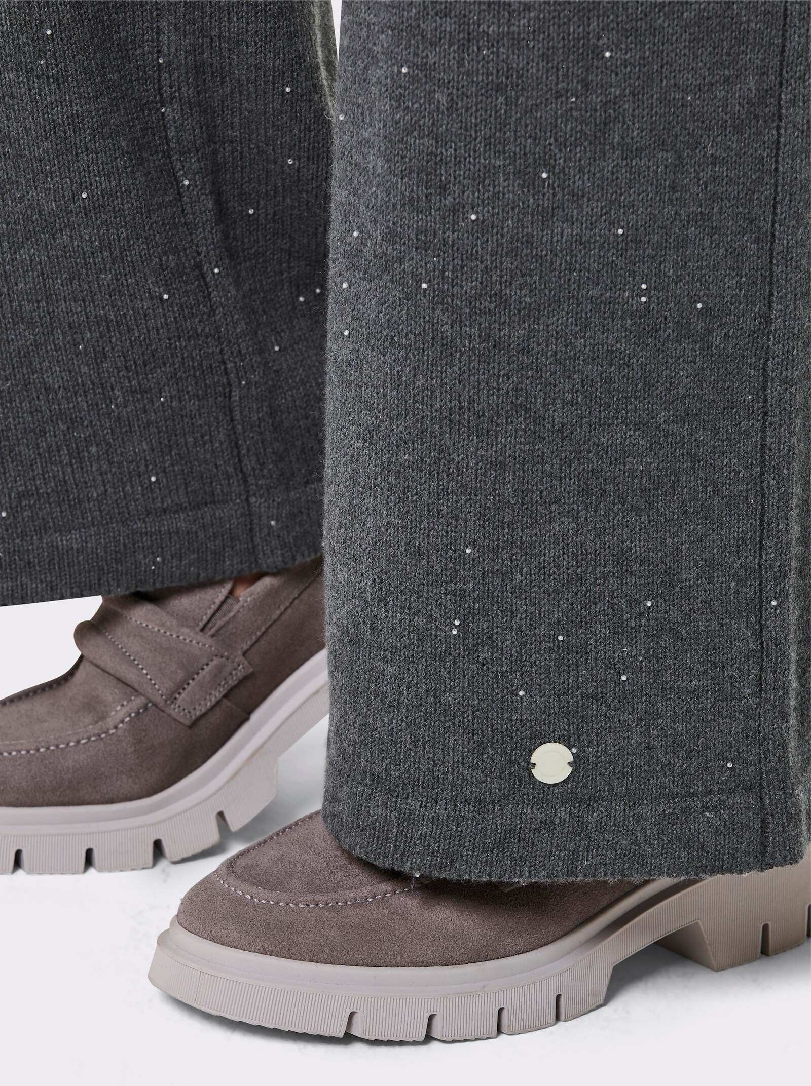 CREATION L PREMIUM Strickhose mit Zierperlen - anthrazit