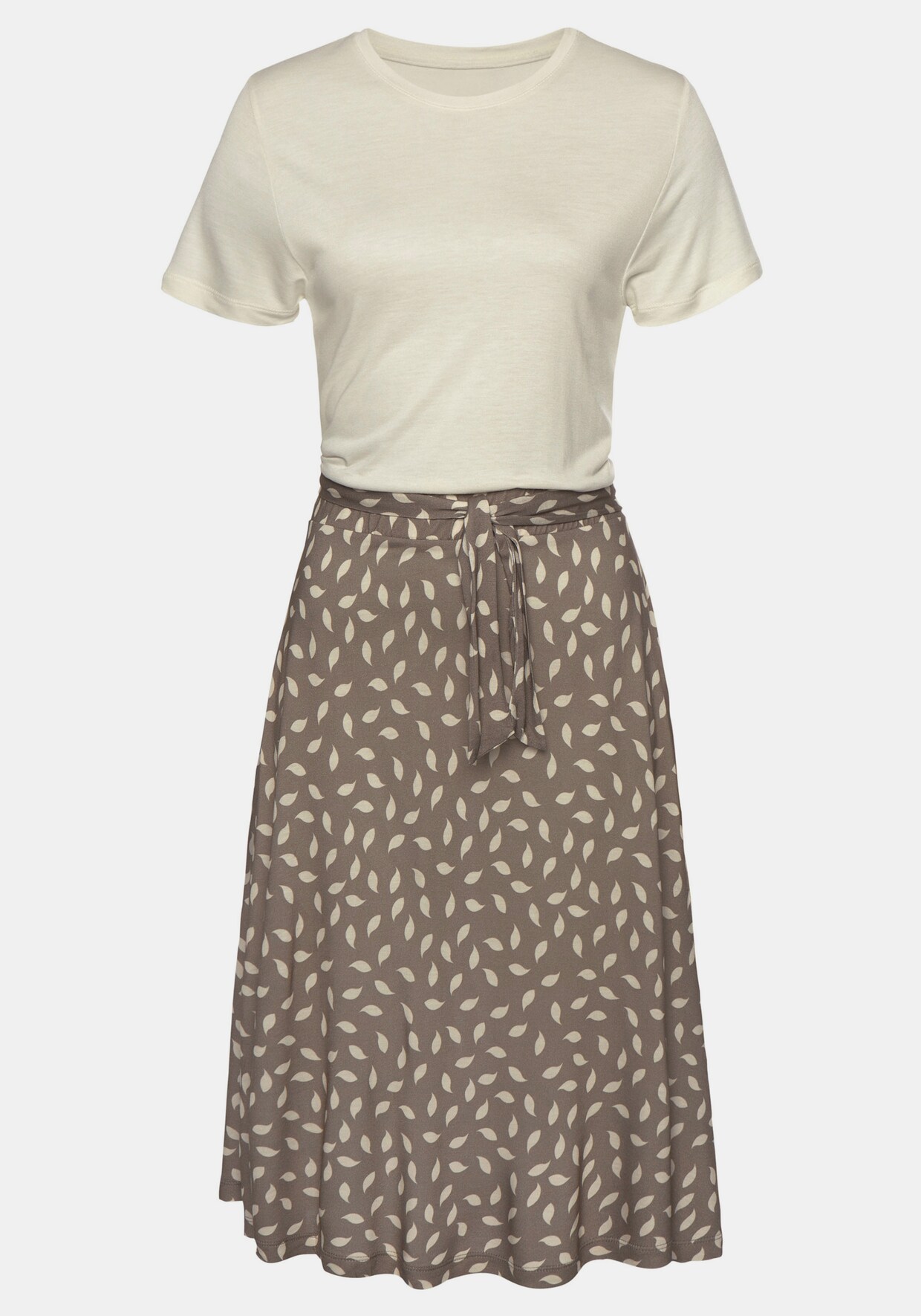 Vivance Jerseykleid - taupe-creme bedruckt