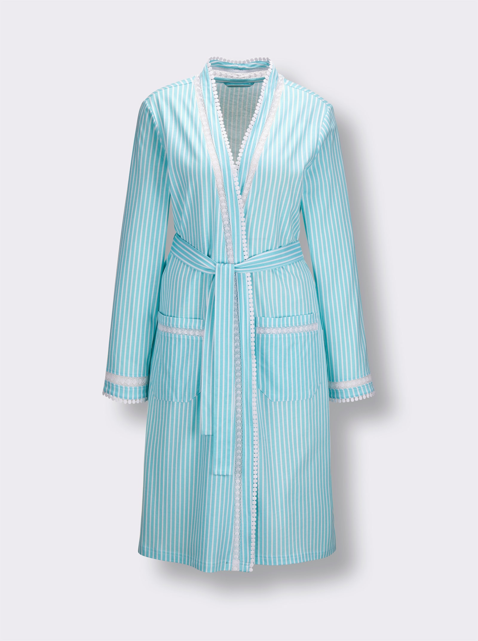 wäschepur Ochtendjas - wit/aquamarine