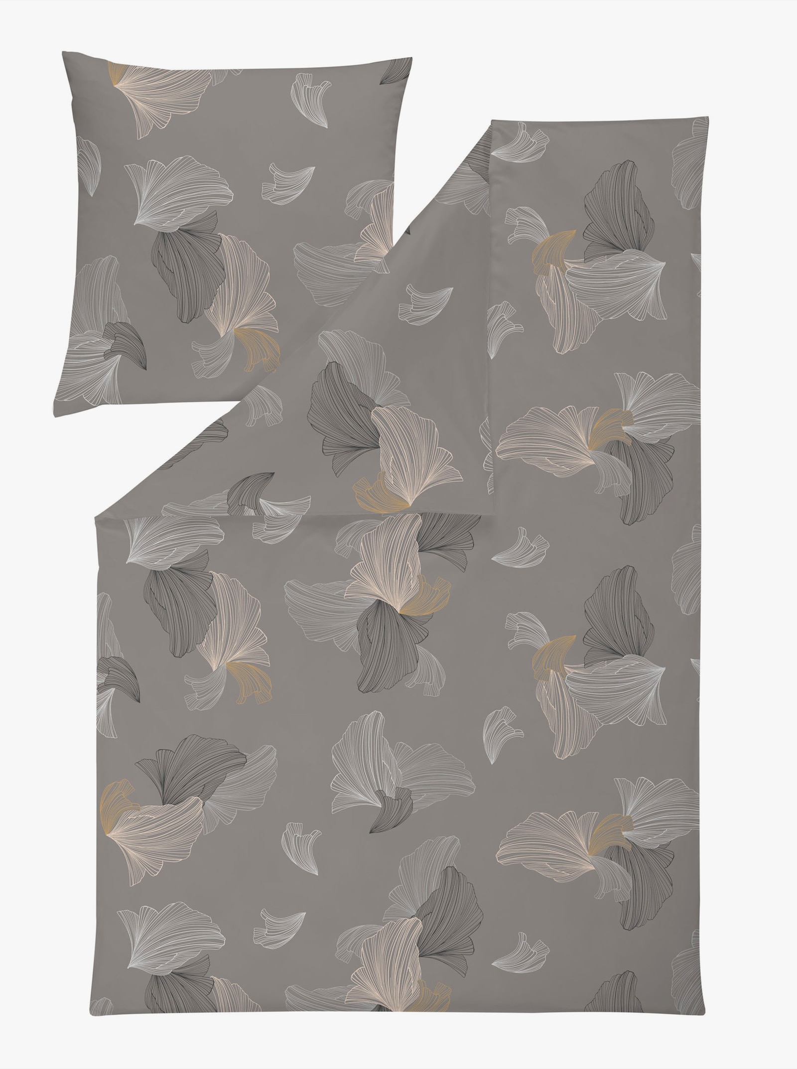 Estella Bedtextiel - steengrijs/wit bedrukt