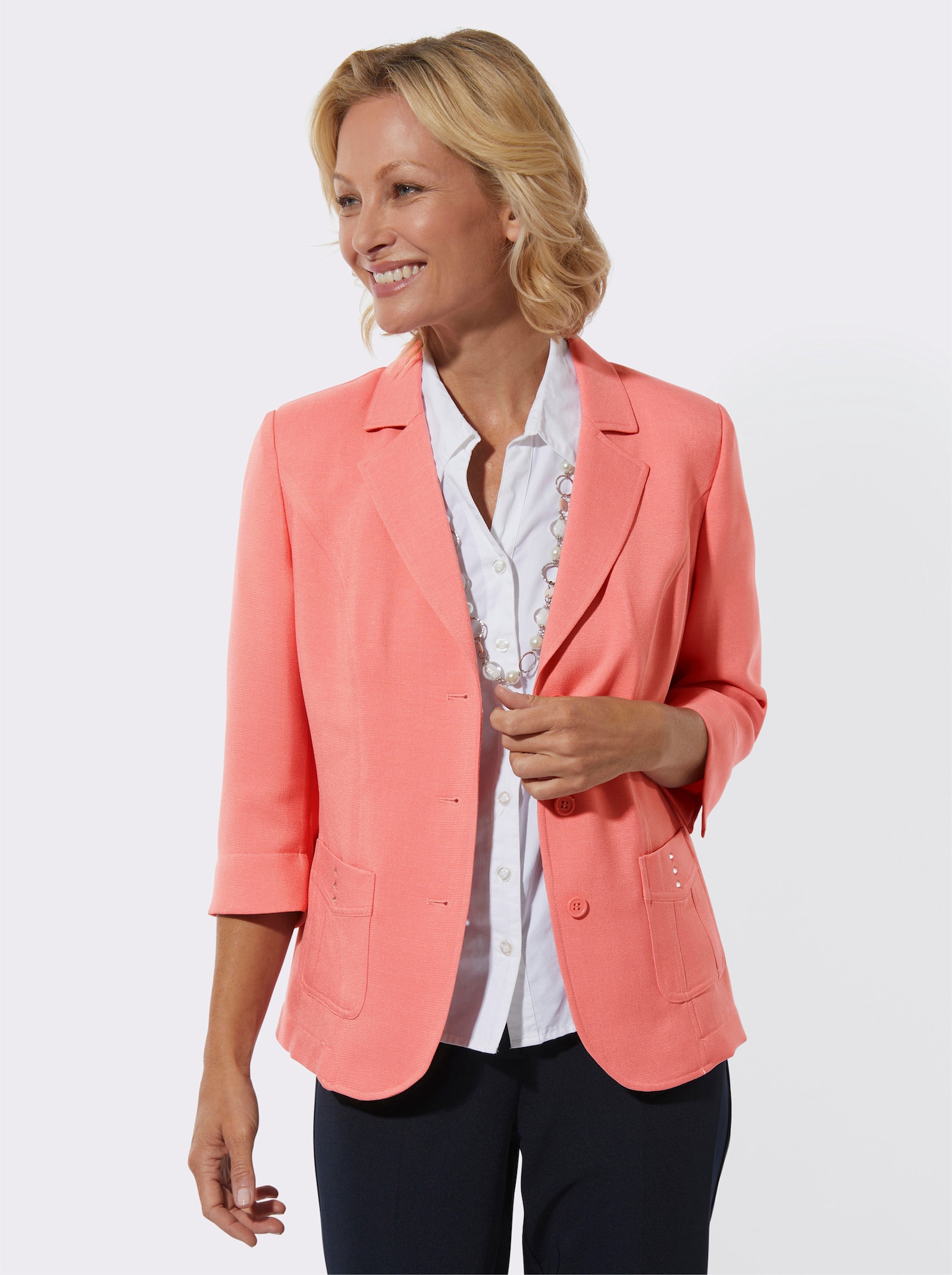 Blouseblazer met glittersteentjes - flamingo gemêleerd