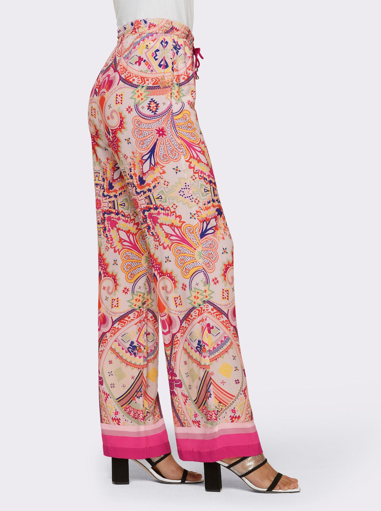 heine Broek met print - ecru/fuchsia geprint