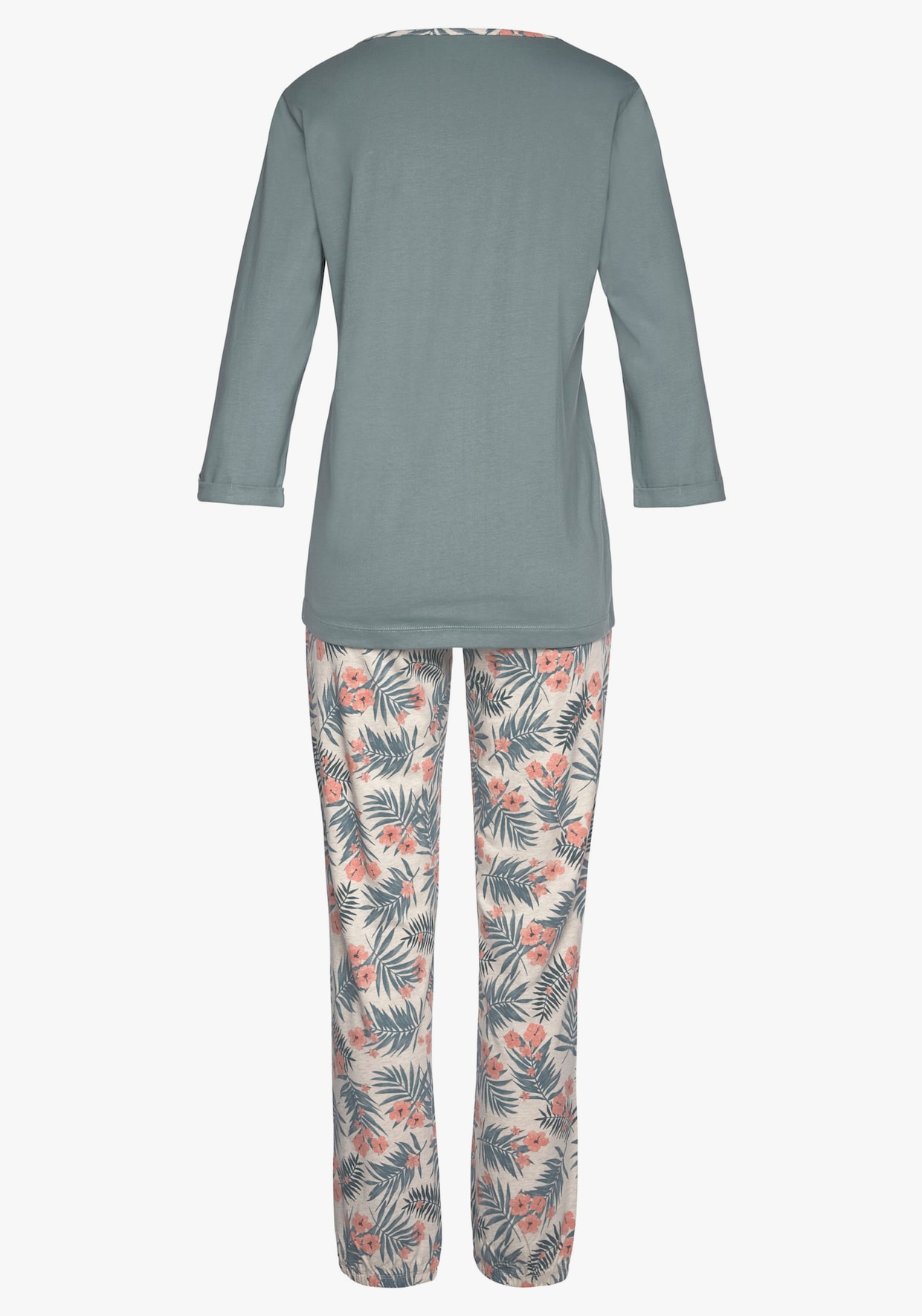 LASCANA Pyjama - jadegroen bedrukt