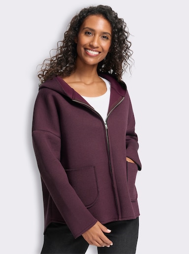 heine Shirtjacke im Materialmix - burgund