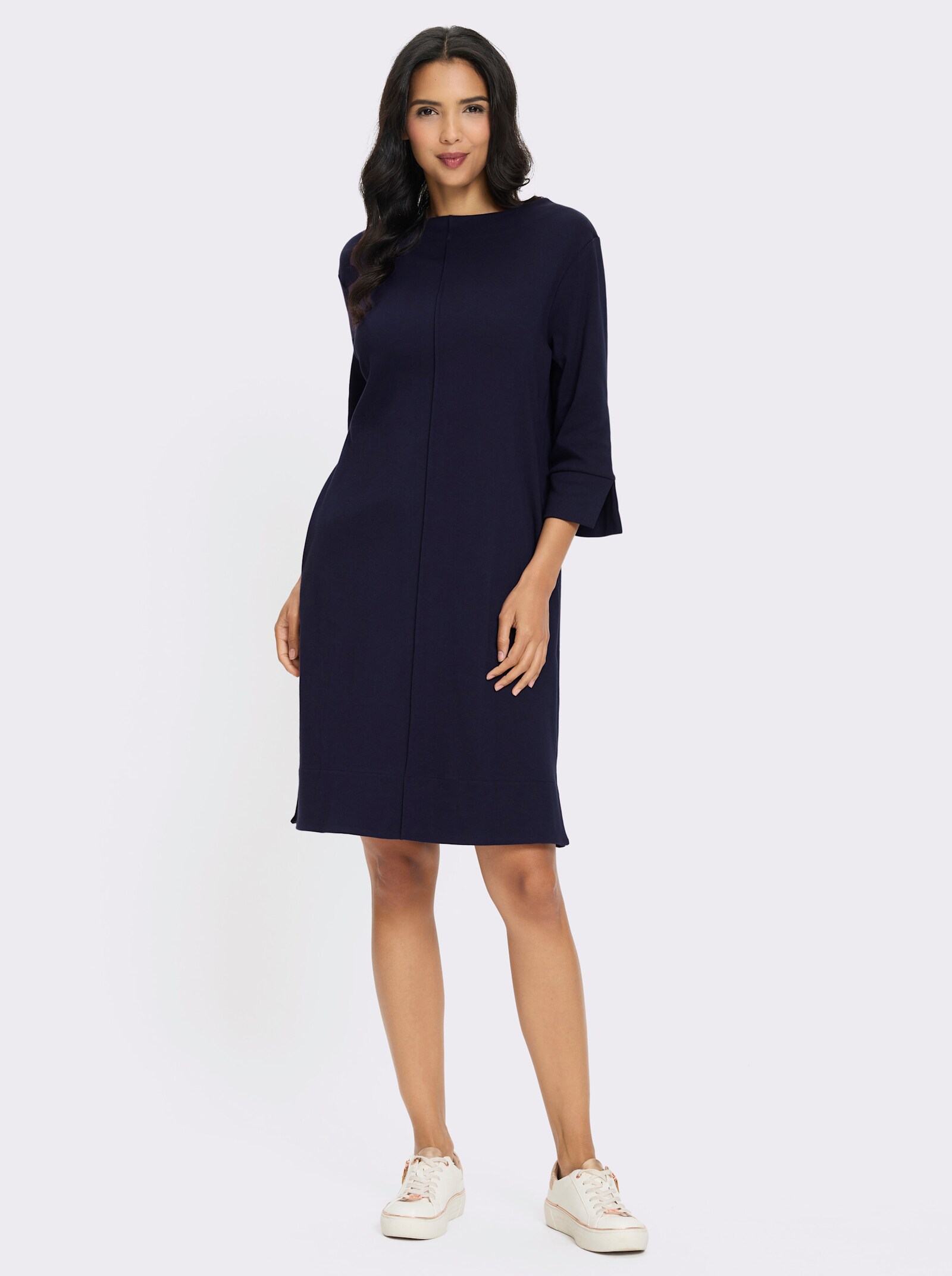 Jerseykleid mit U-Boot-Ausschnitt - marine