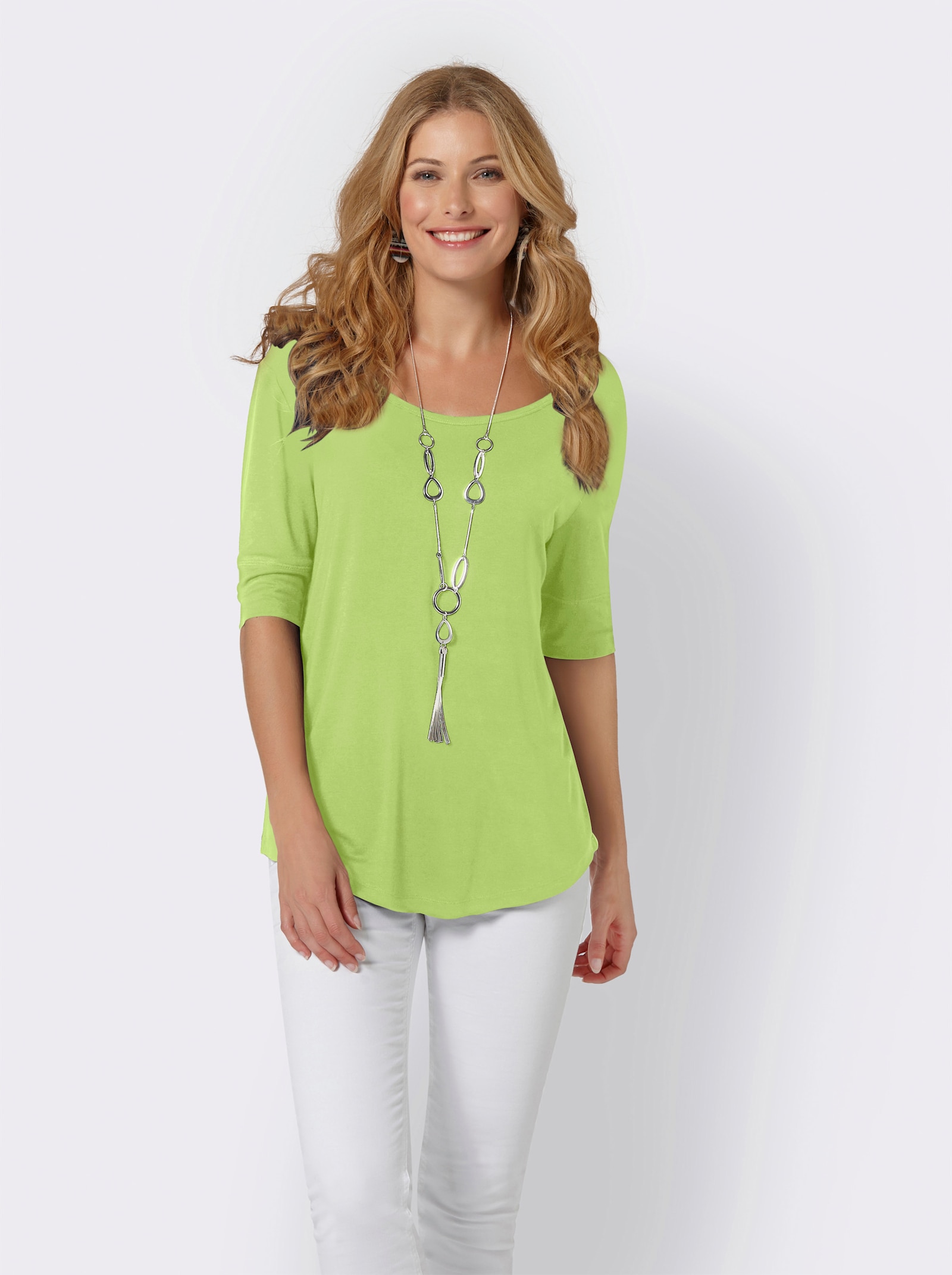 T-Shirt mit zweilagigem Ärmelbündchen - kiwi