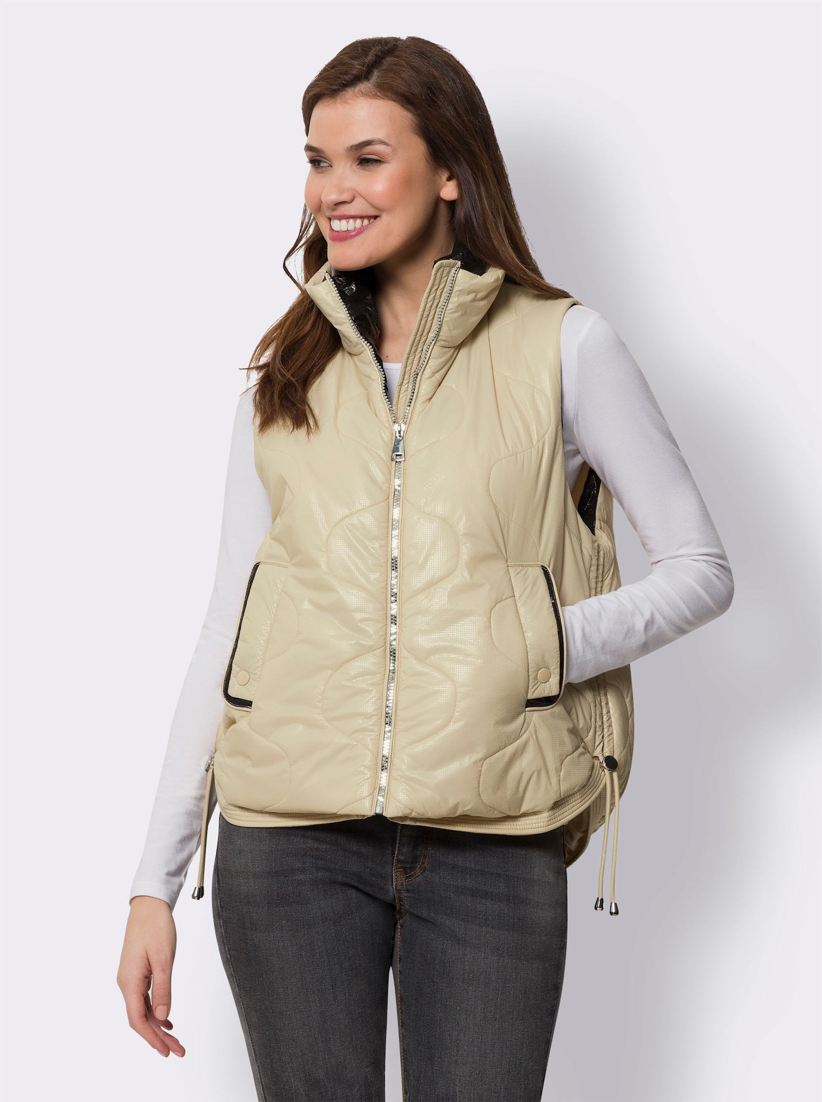 heine Weste mit Raffung - sand