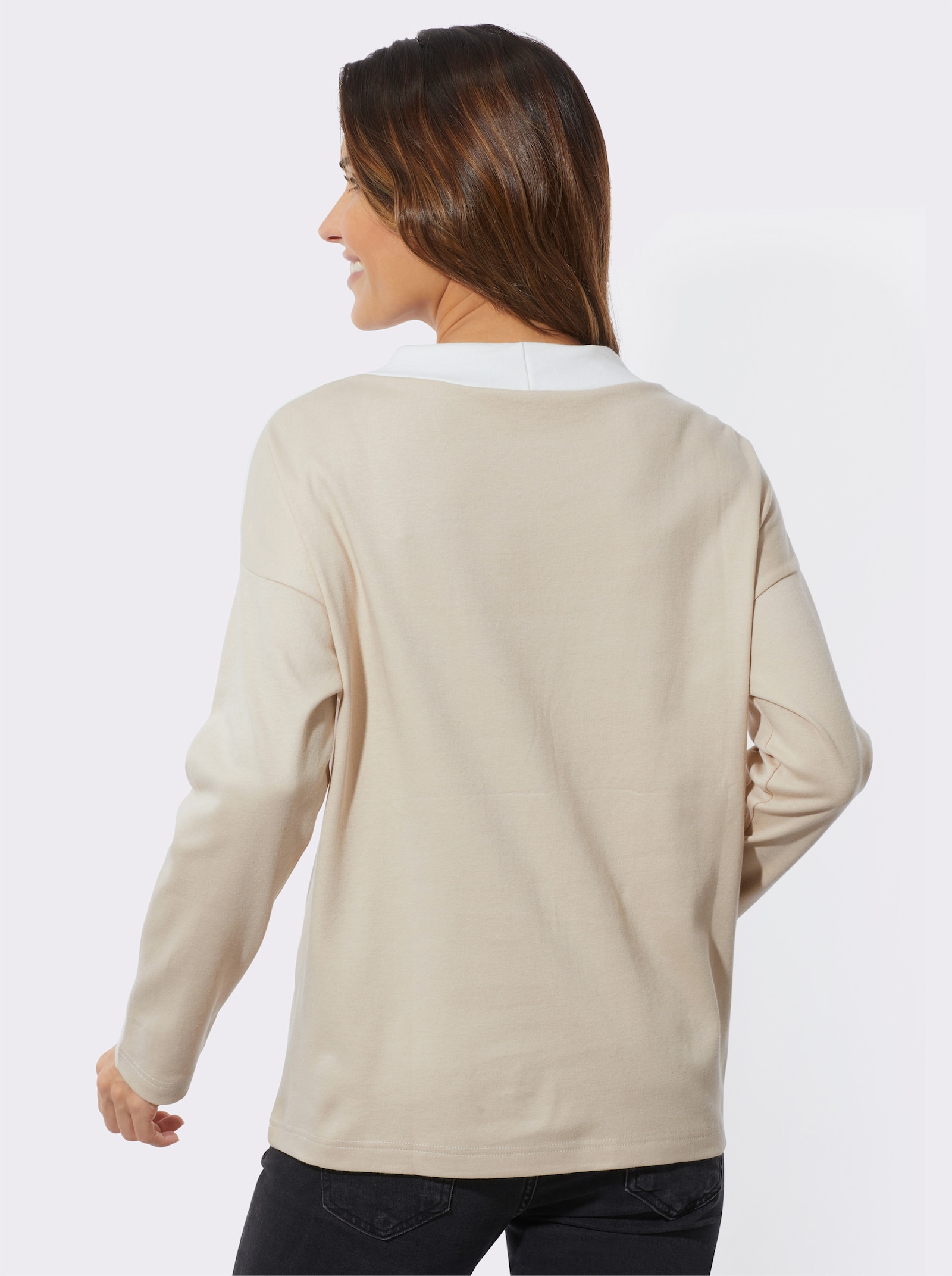 Mikina s fóliovým potiskem - písková-ecru