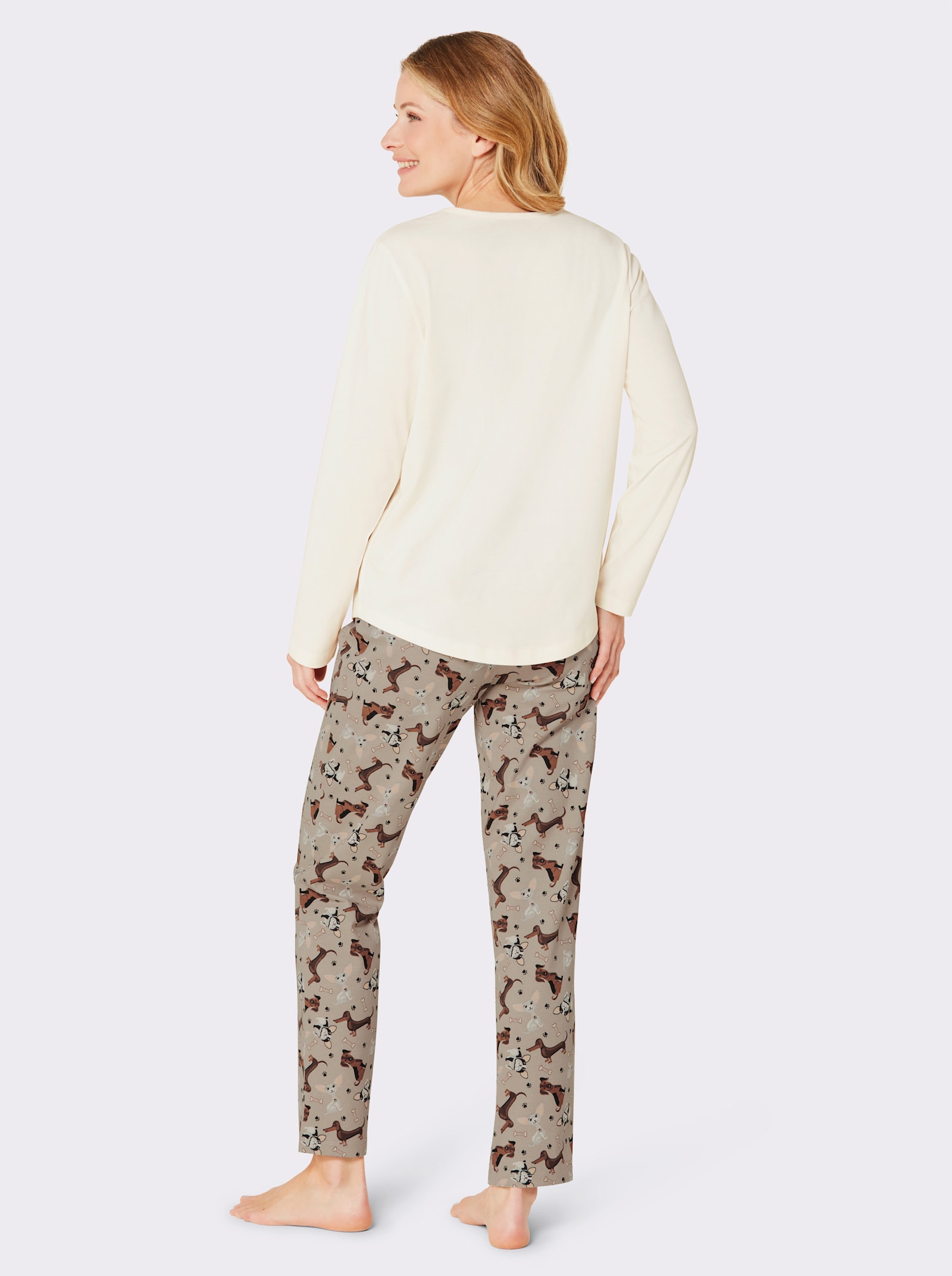 wäschepur Pyjama avec motifs chiens - couleur ivoire-sésame imprimé