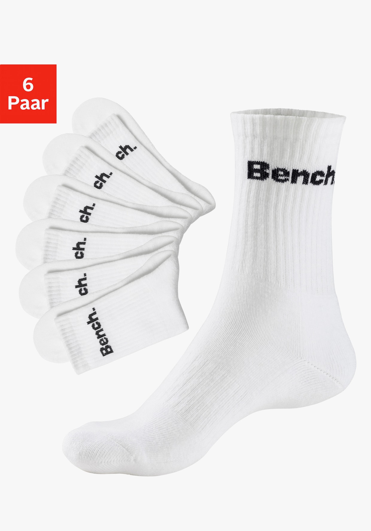 Bench. Chaussettes de tennis - 6x blanc