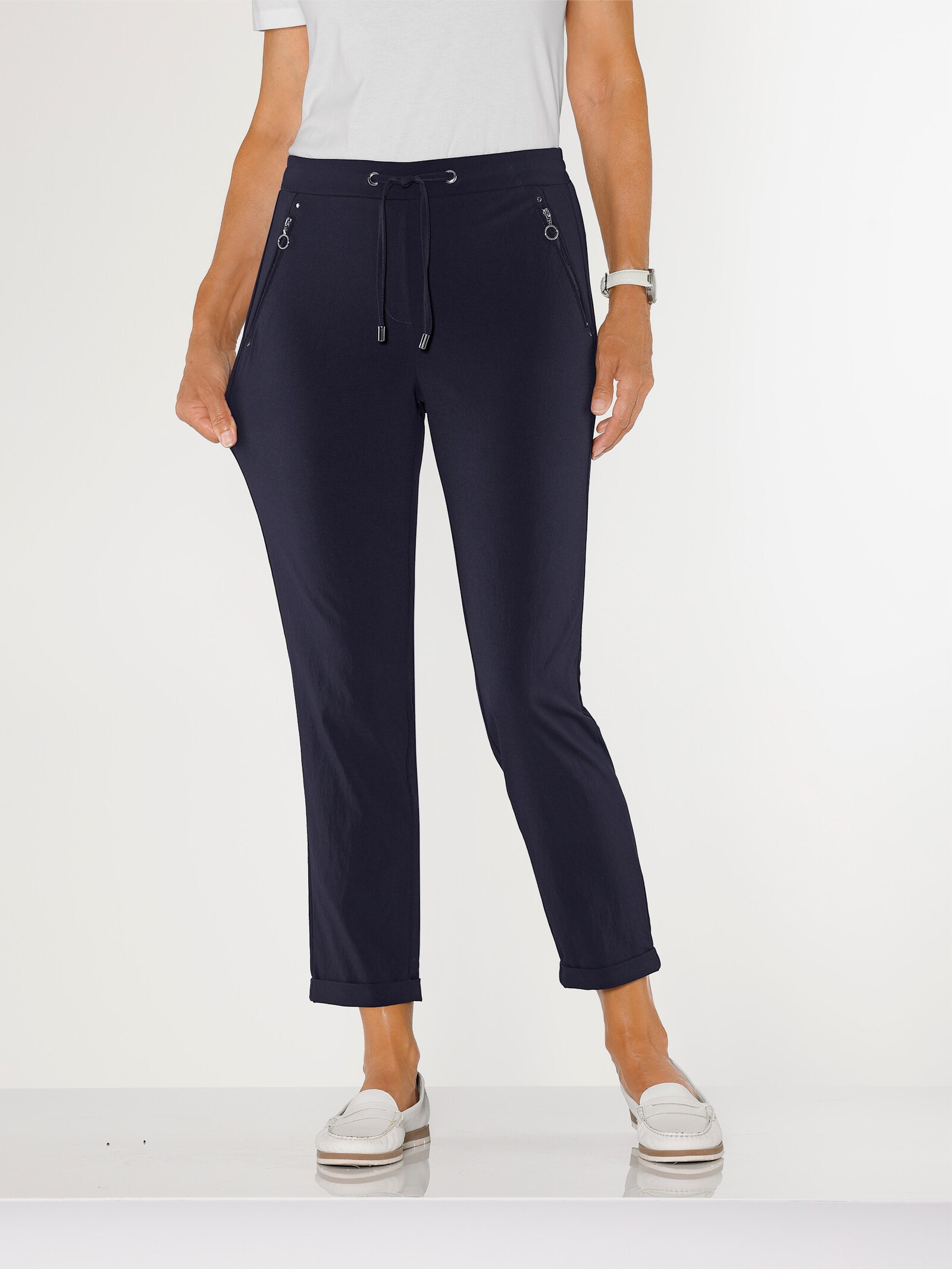 Schlupfhose mit silberfarbigen Details - marine