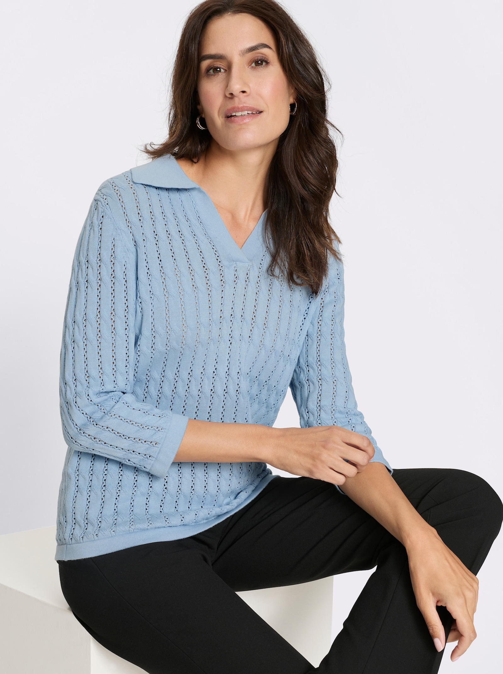 Polopullover - eisblau