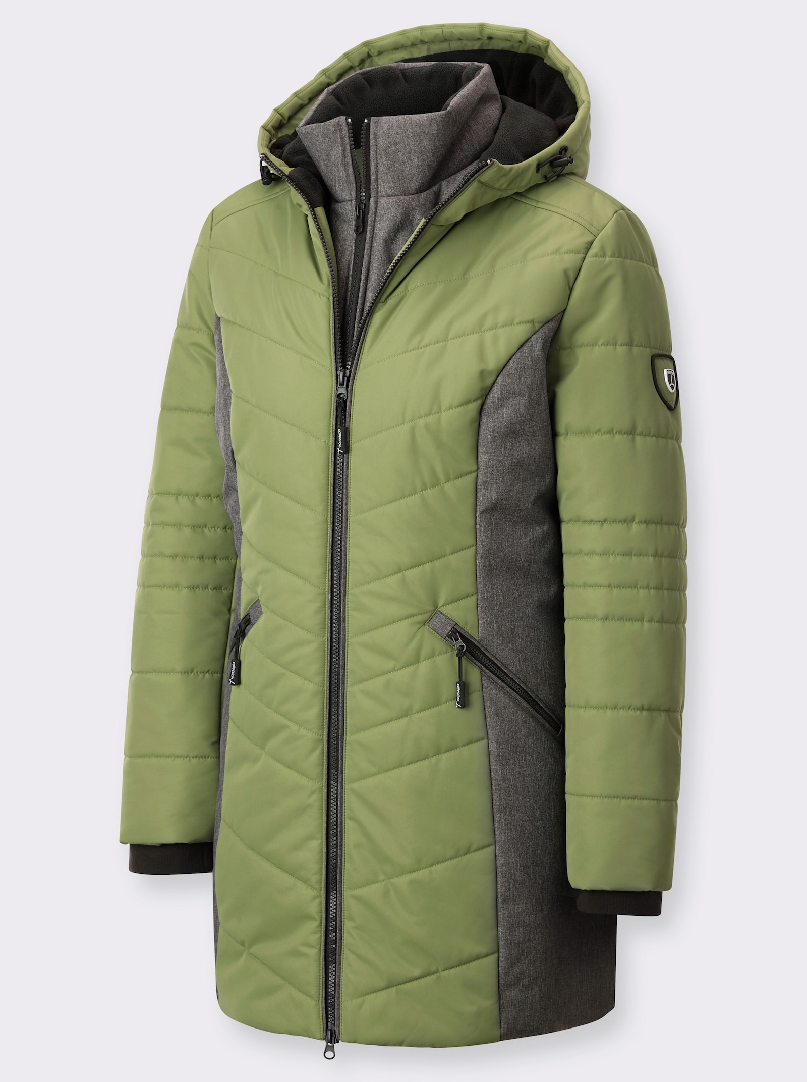 2-In-1-jack met giletinzet - rietgroen/antraciet