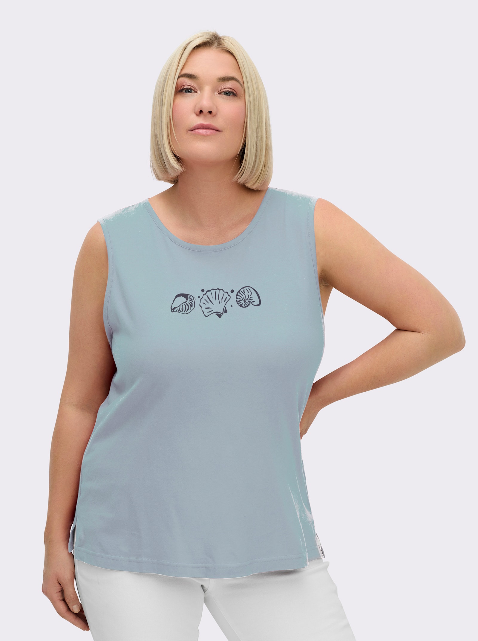 Shirttop mit Seitenschlitzen - hellblau