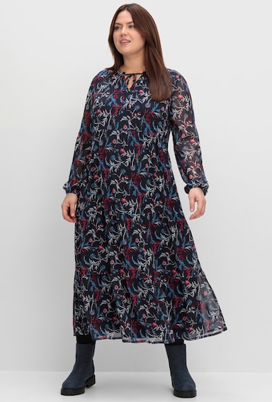 sheego Maxikleid - tiefblau-gemustert