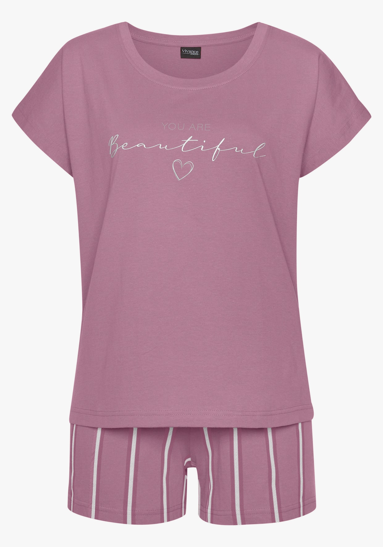 Vivance Dreams shortama - mauve gestreept
