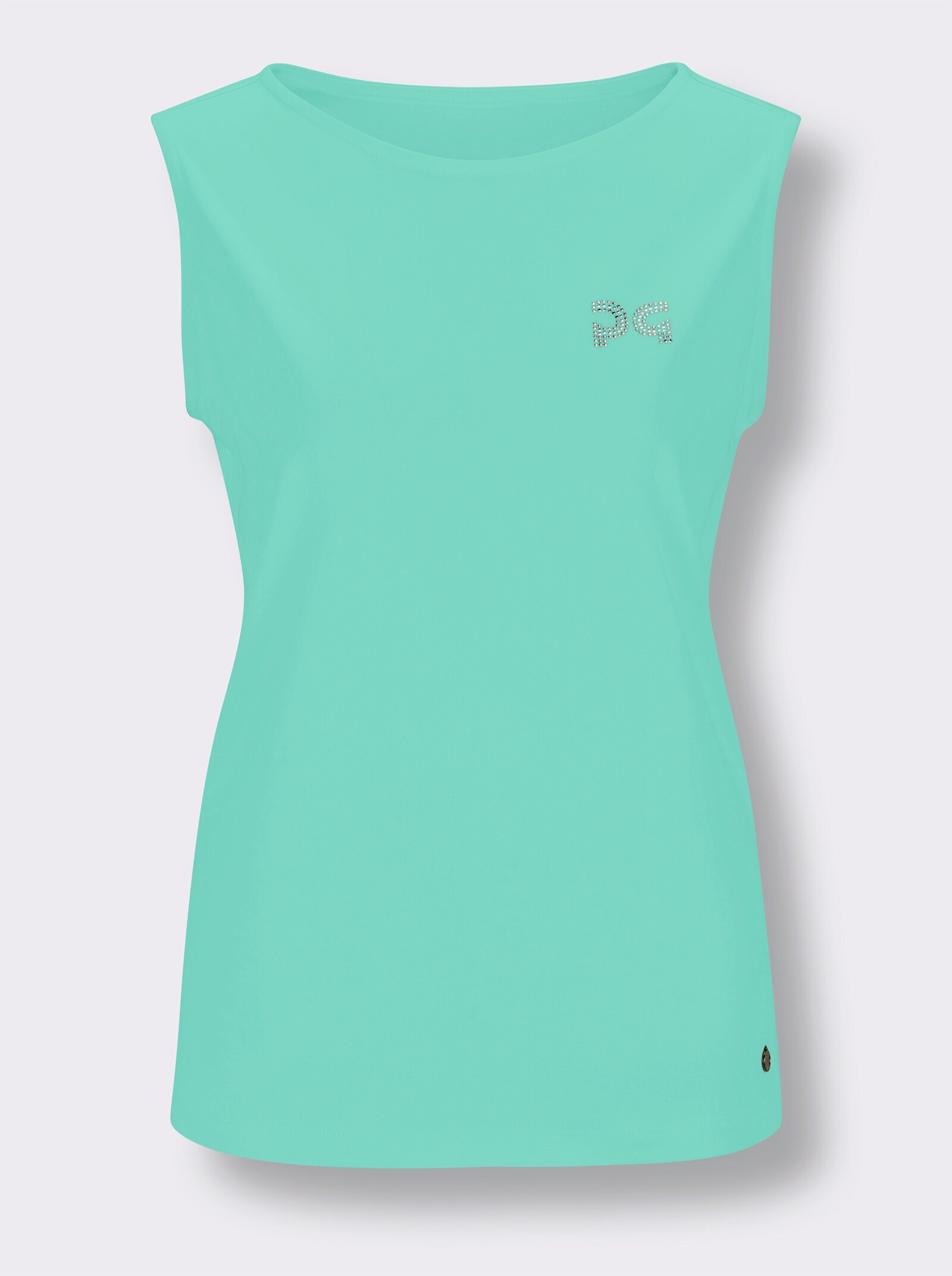 CREATION L PREMIUM Shirttop mit Glitzersteinchen - blaugrün