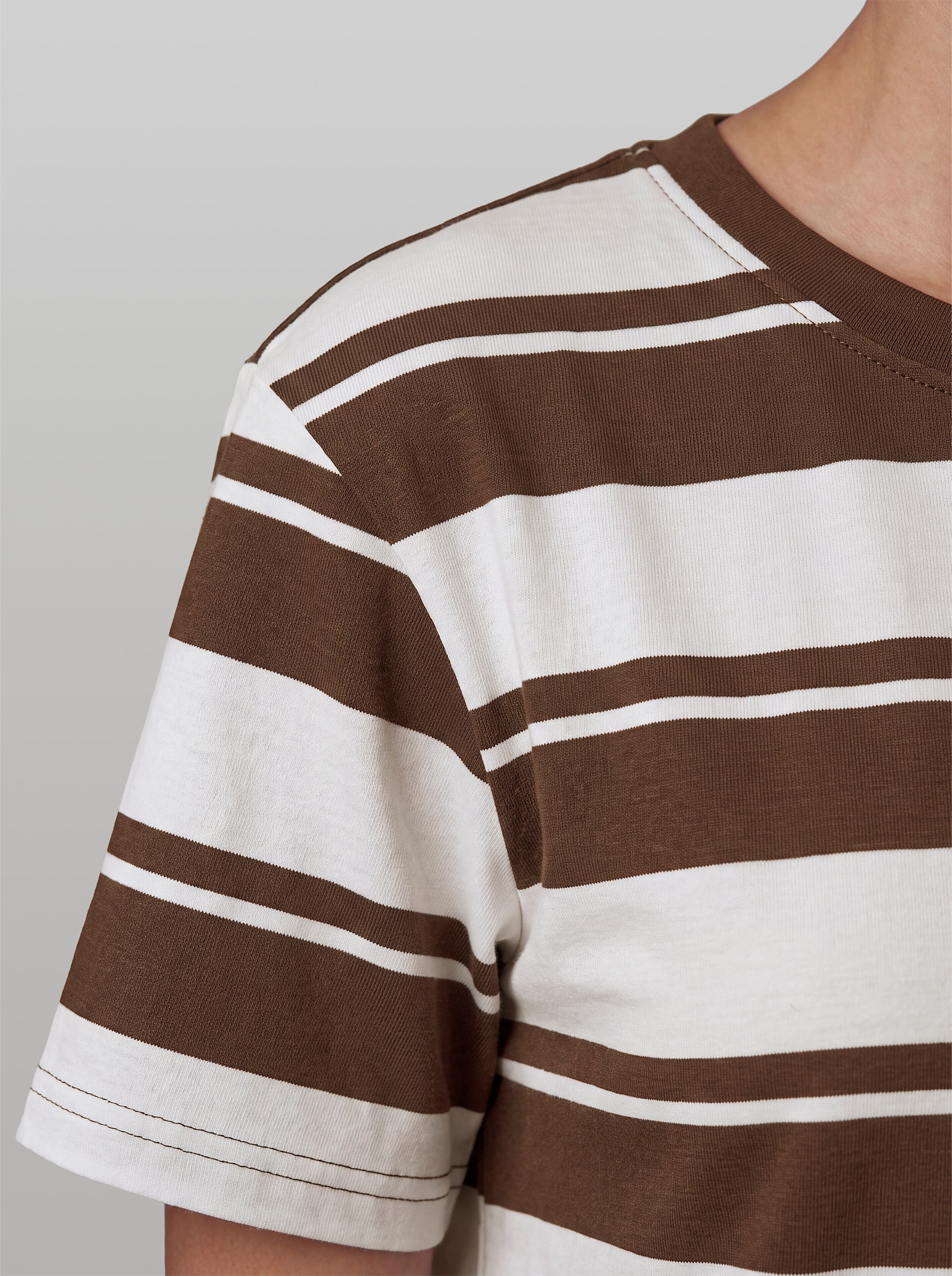 heine Jerseykleid mit Schlitz - schoko-ecru-gestreift