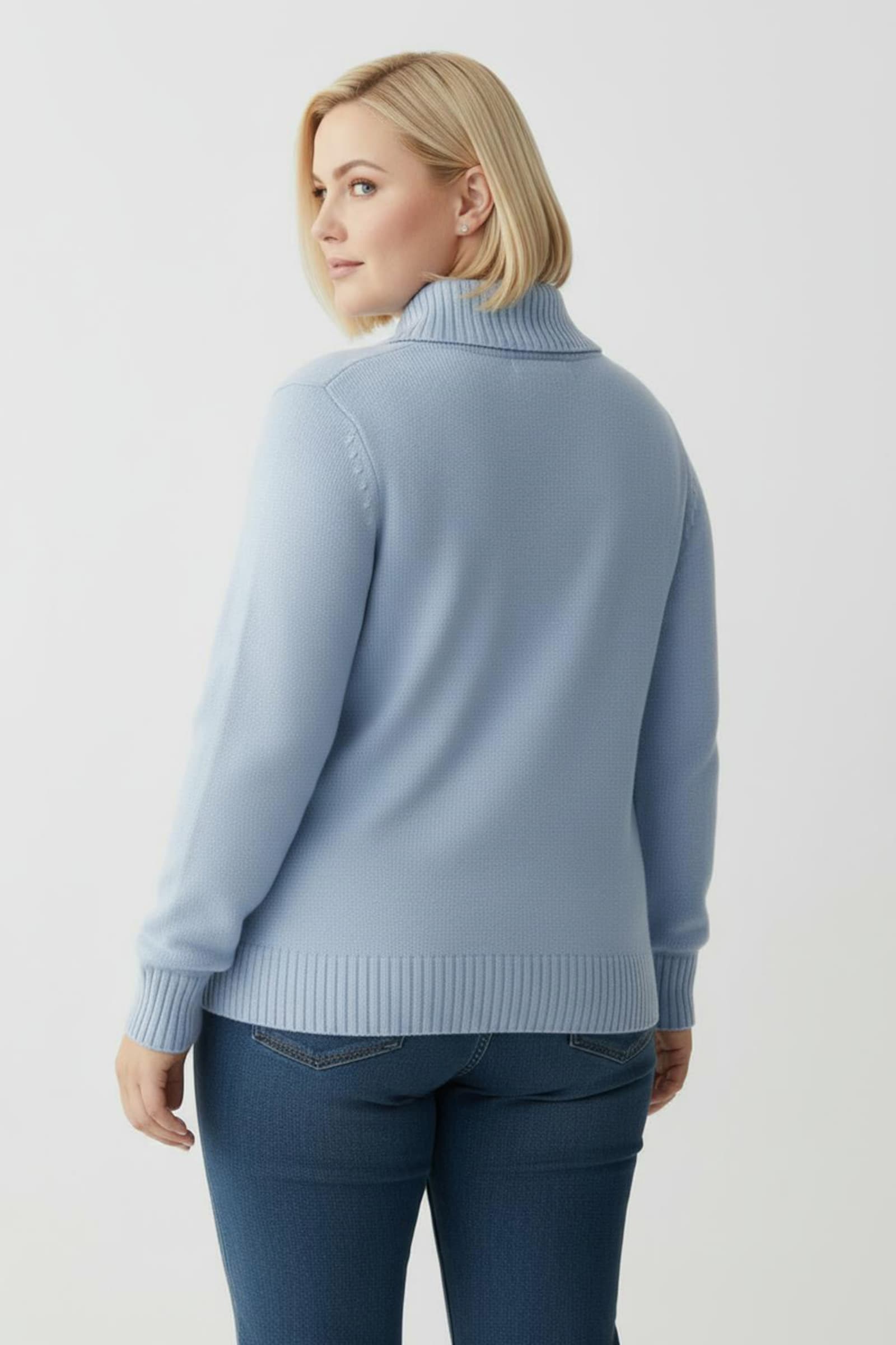 Troyer mit breiten Rippabschlüssen - eisblau