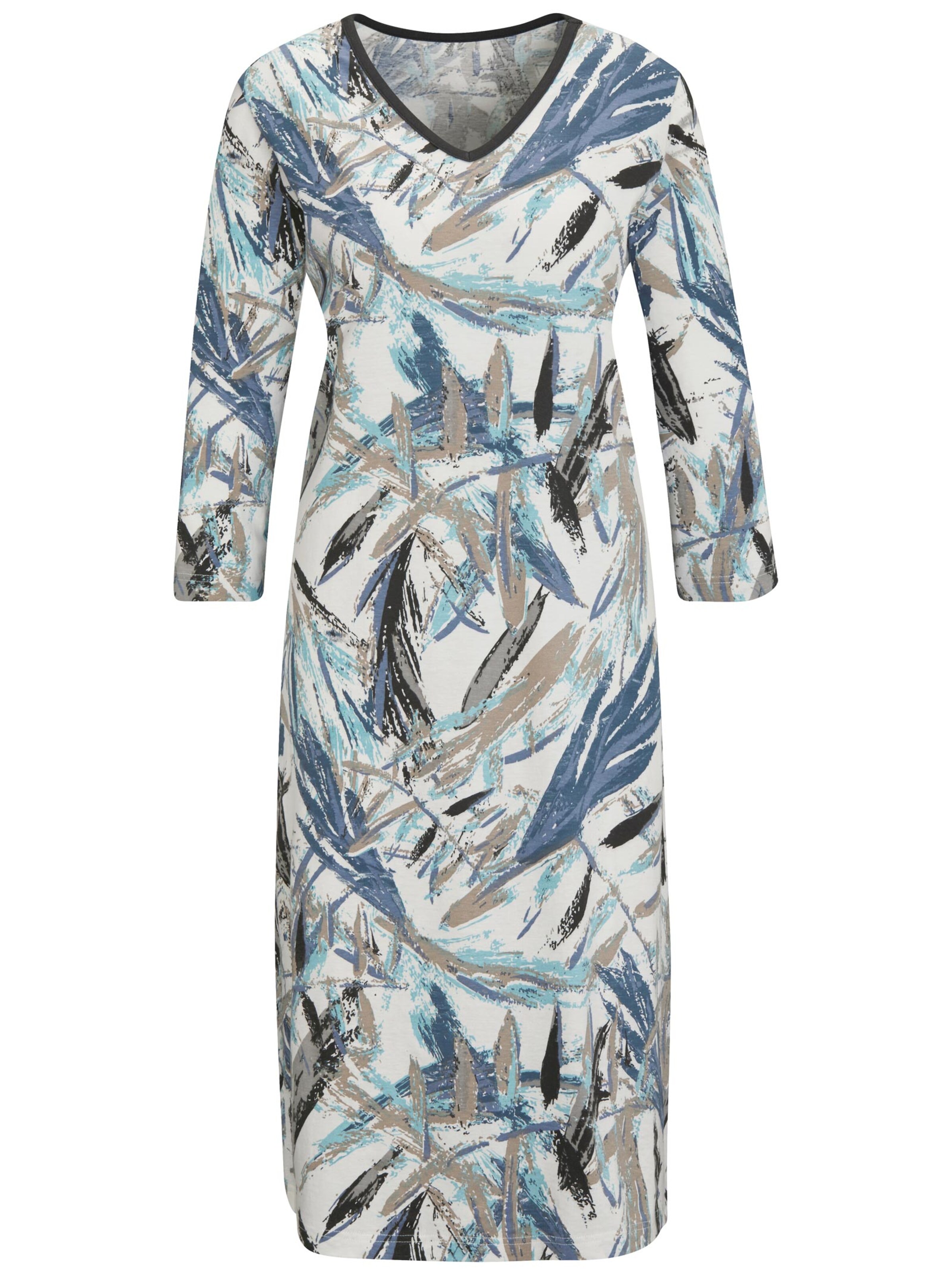 Nachthemd - champagner-rauchblau-bedruckt