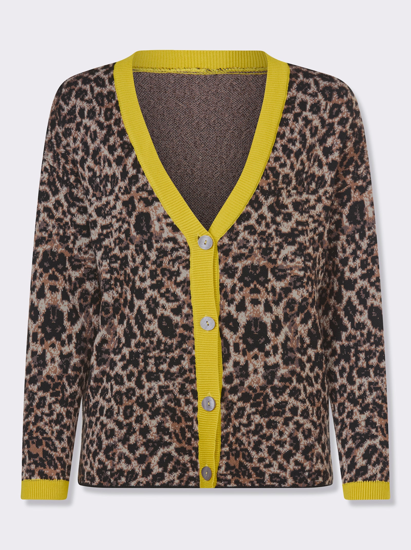 heine Strickjacke mit Farbkontrasten - schwarz-braun-gemustert