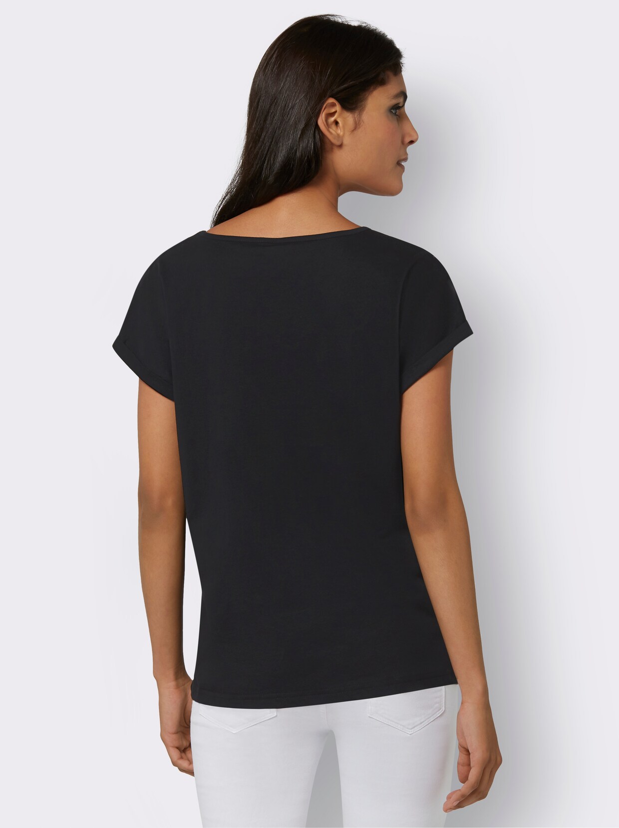Tričko s kulatým výstřihem - černá-vzor