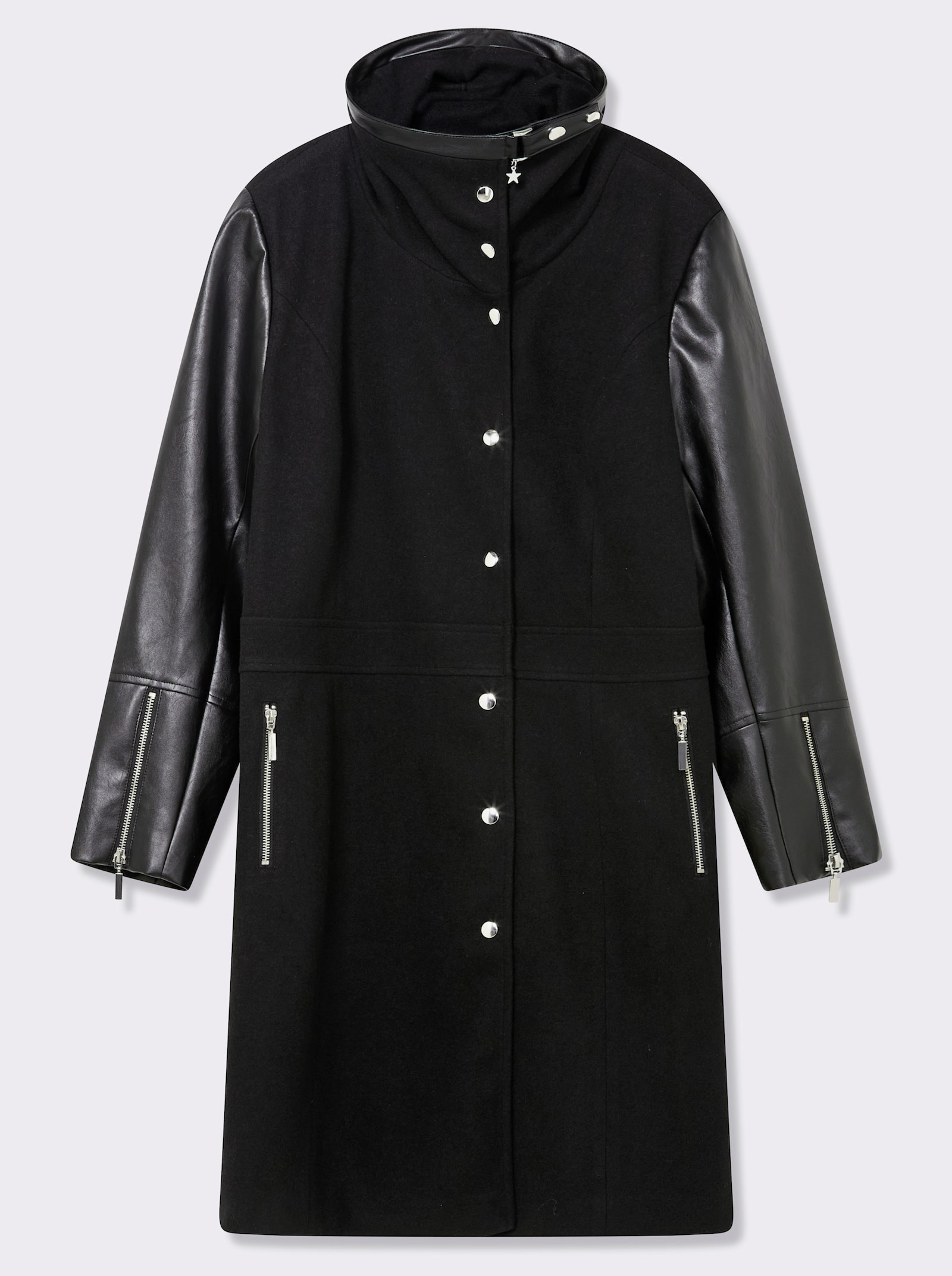 sheego by Joe Browns Kurzmantel im Biker-Stil, Materialmix - schwarz