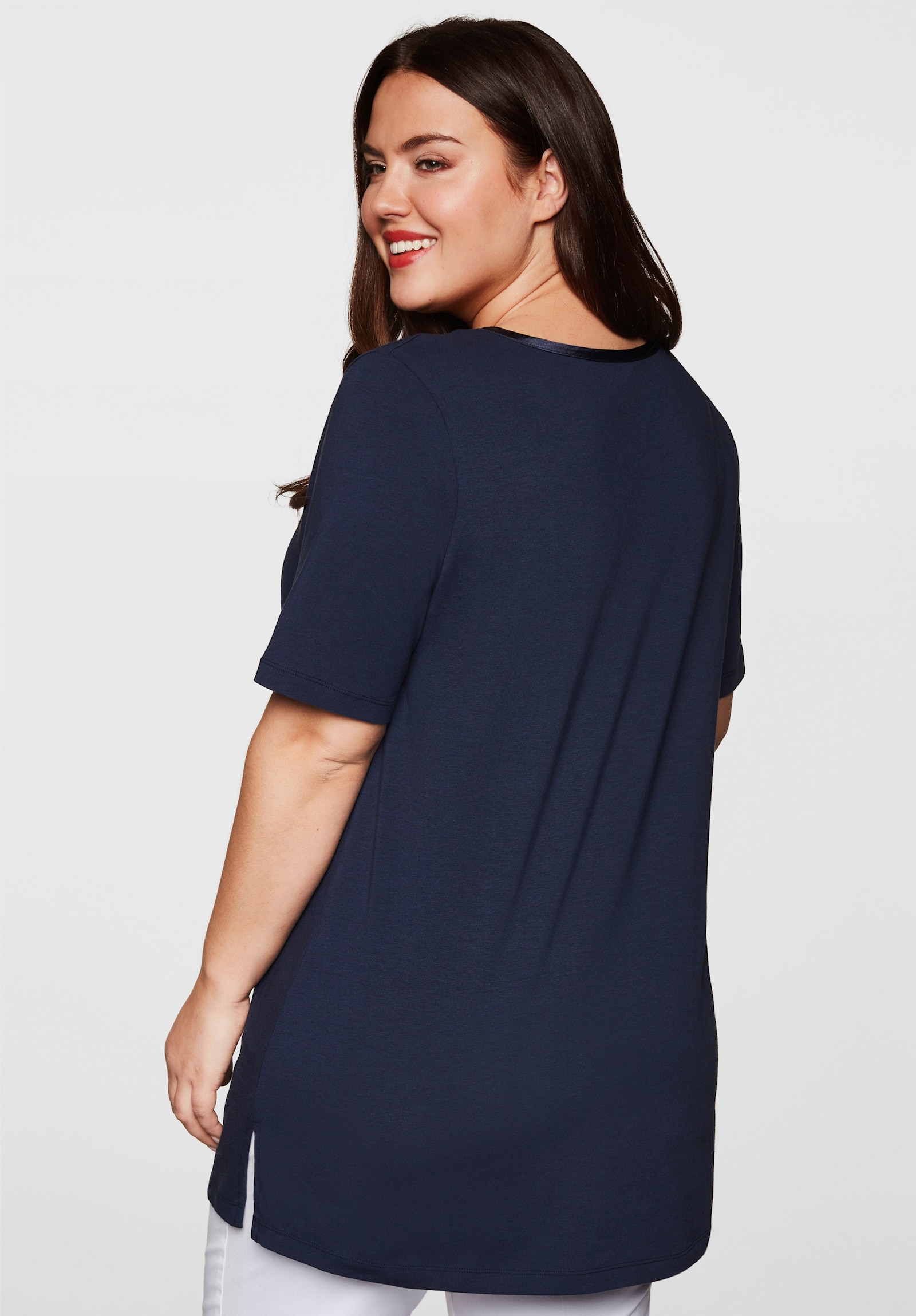 sheego Longshirt mit Raffung - marine