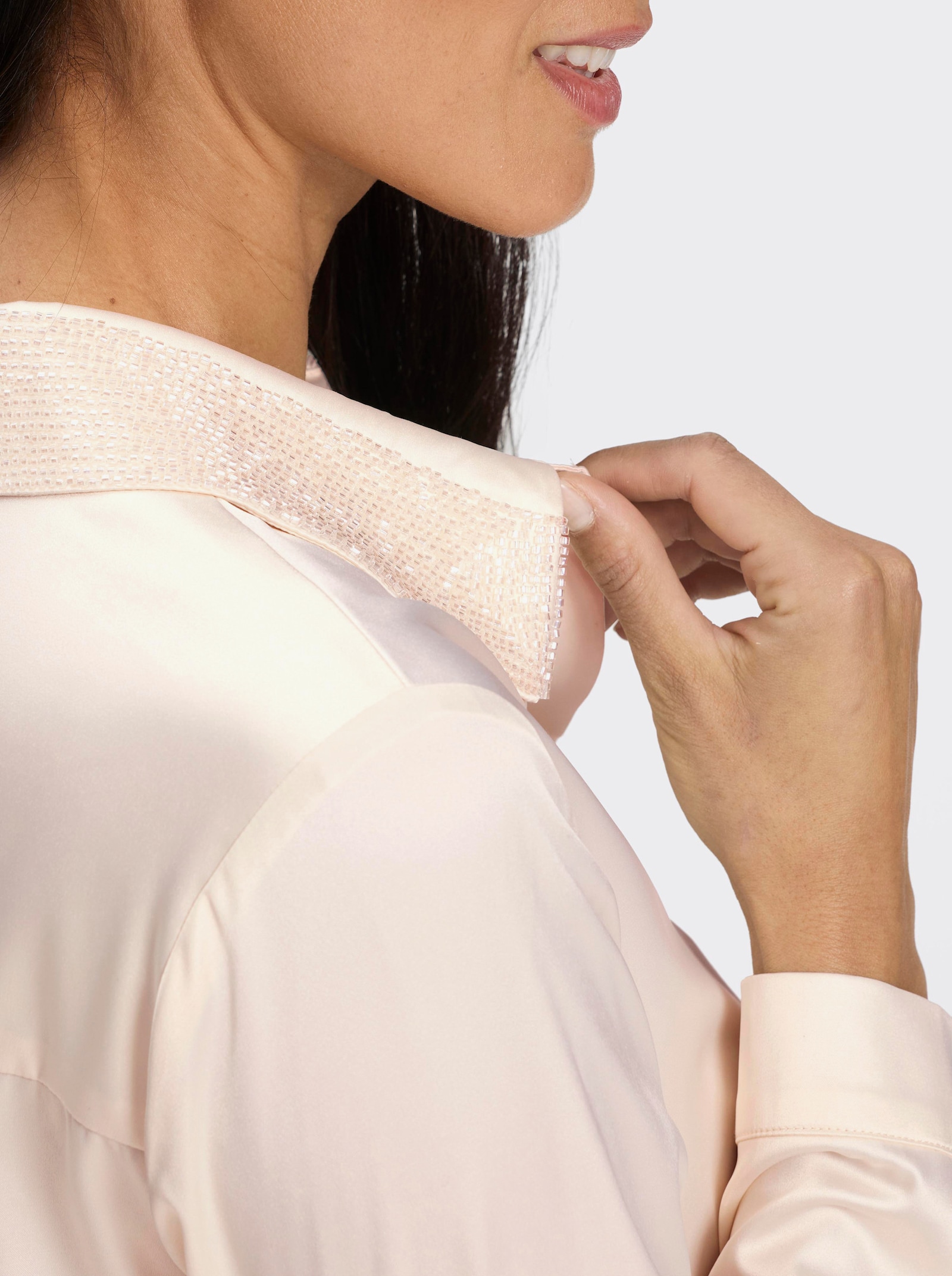 heine Hemdbluse mit Zierperlen - champagner