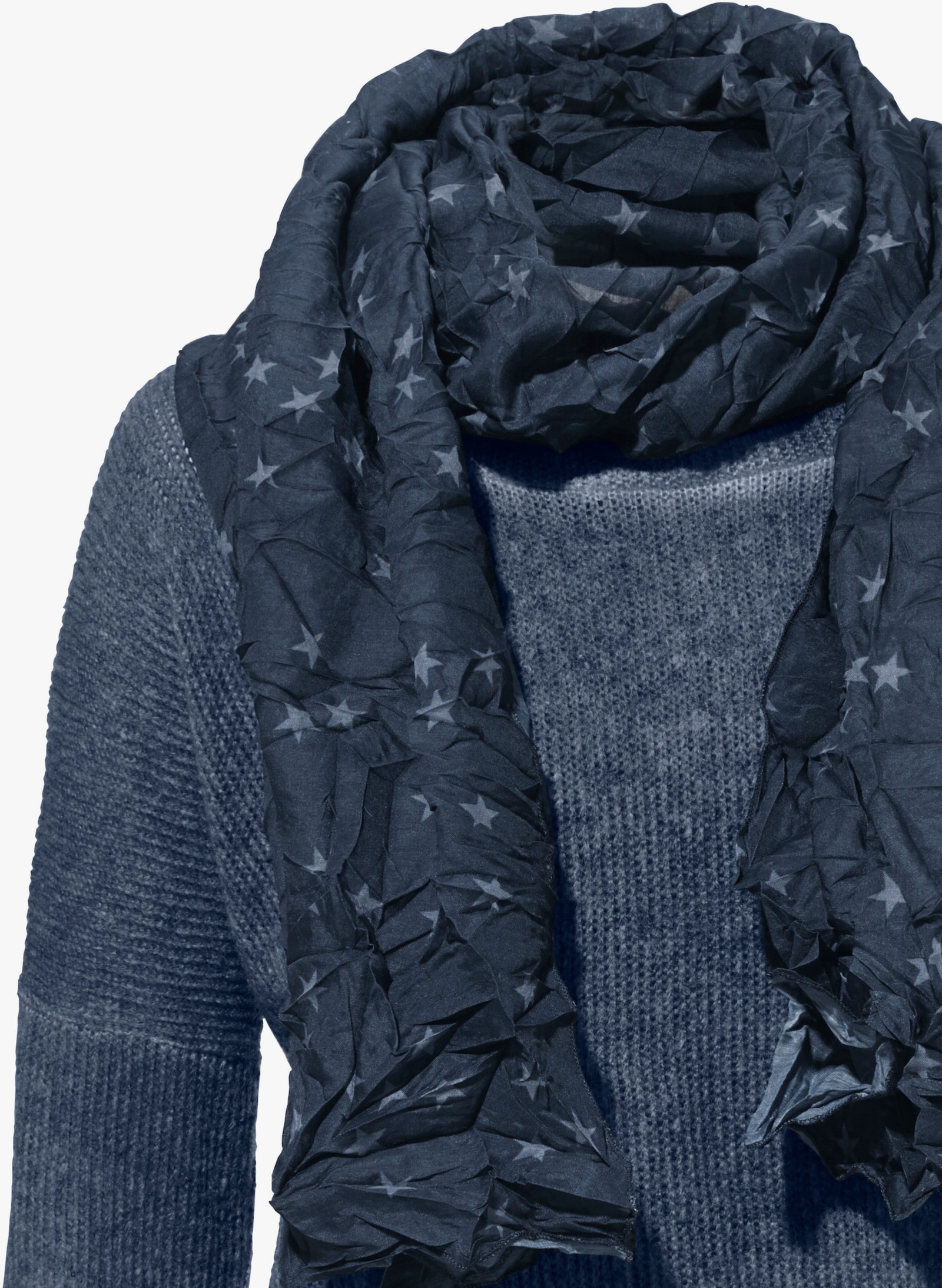 heine 2-in-1-Shirt mit Schal - blau