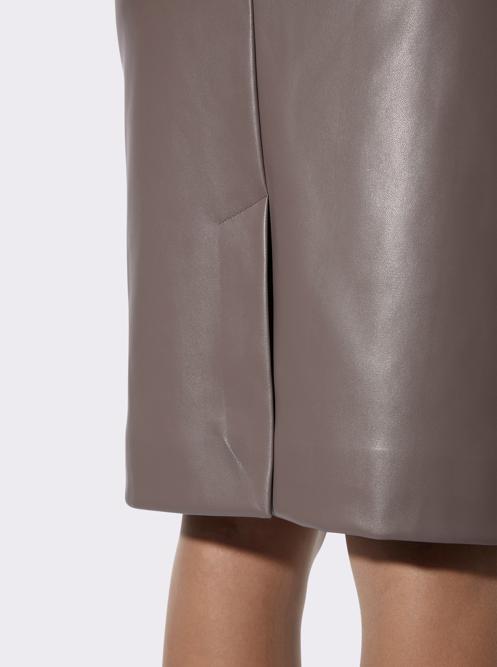 Lederimitatrock mit Knoten-Detail - dunkeltaupe