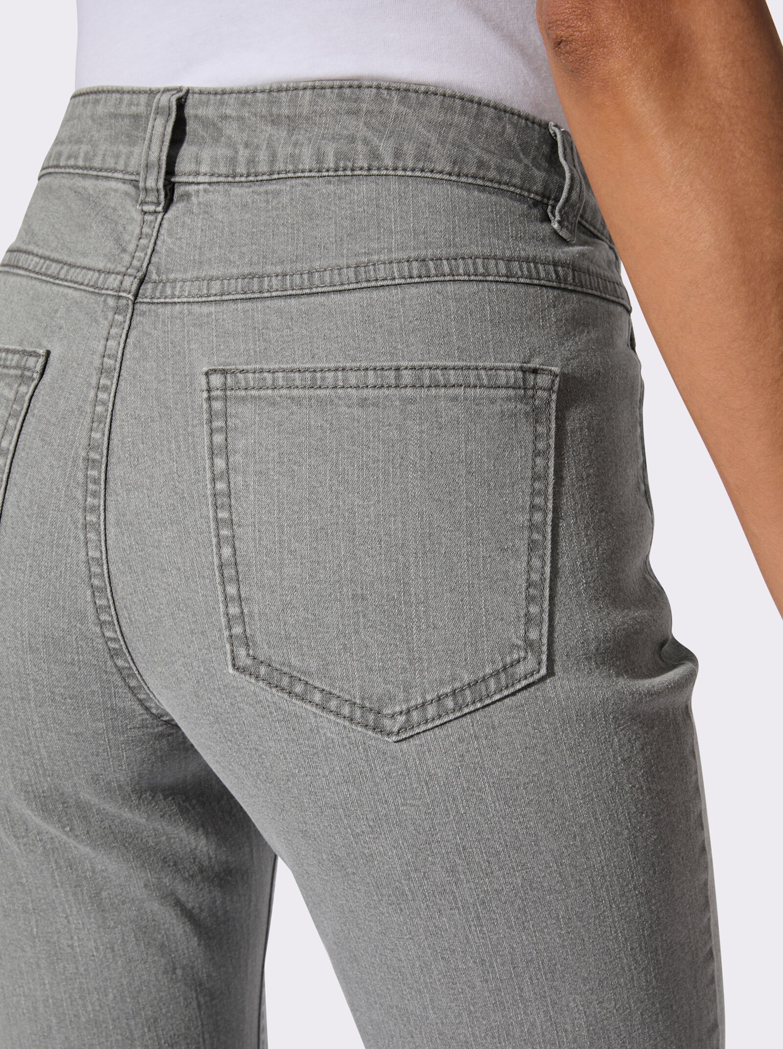 5-Pocket-Jeans mit floraler Stickerei - grey-denim