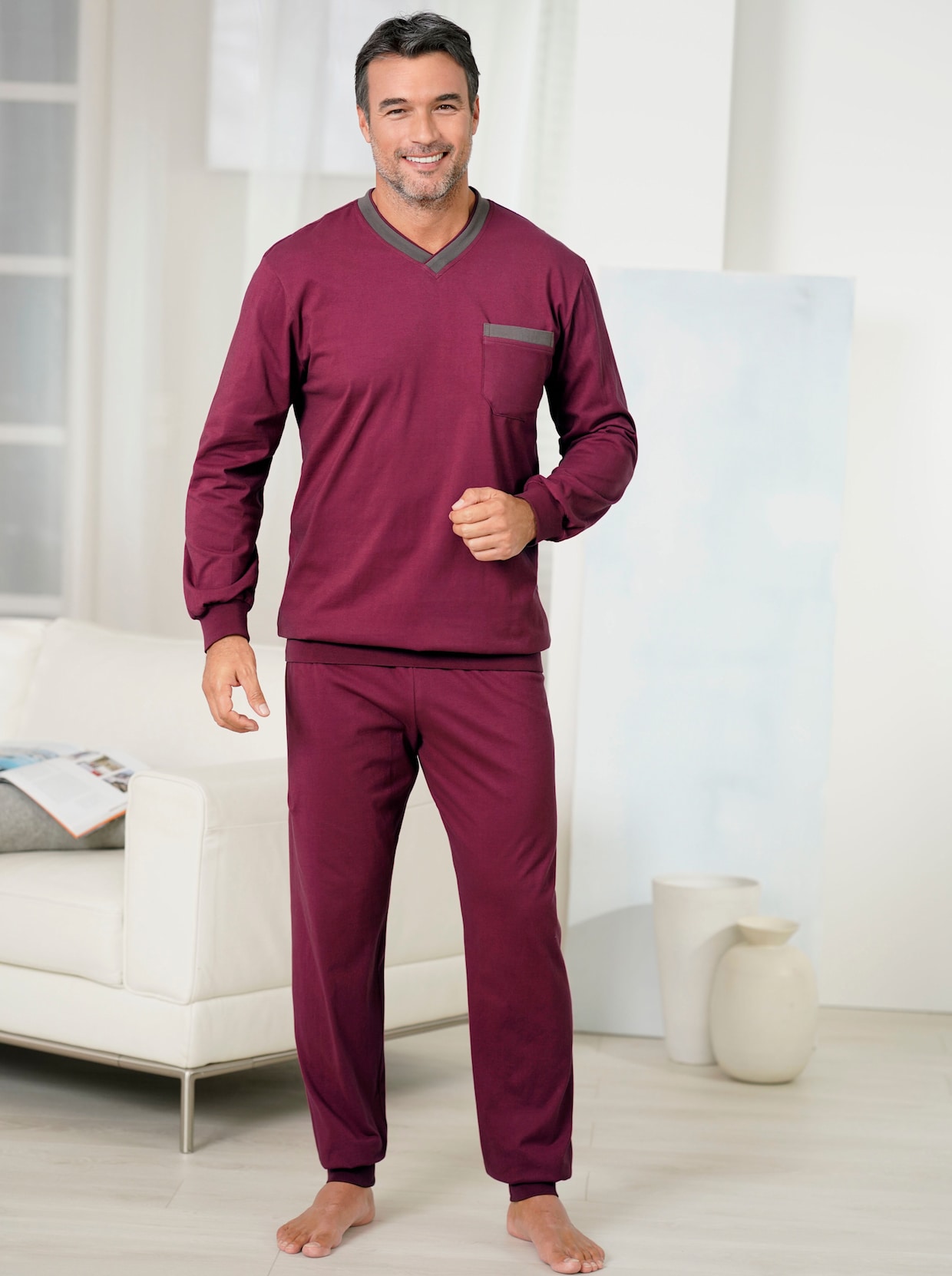 KINGsCLUB Pyjama's - bordeaux + taupe