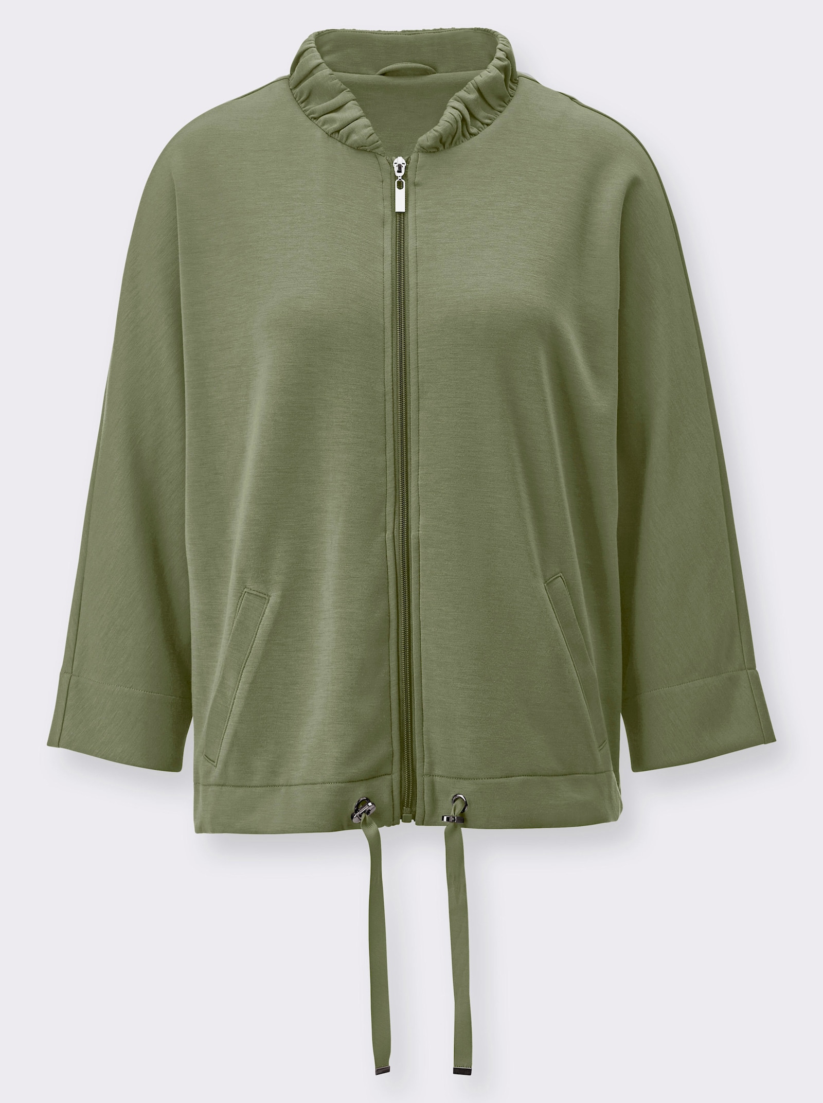 Shirtjacke mit Fledermaus-Ärmeln - khaki