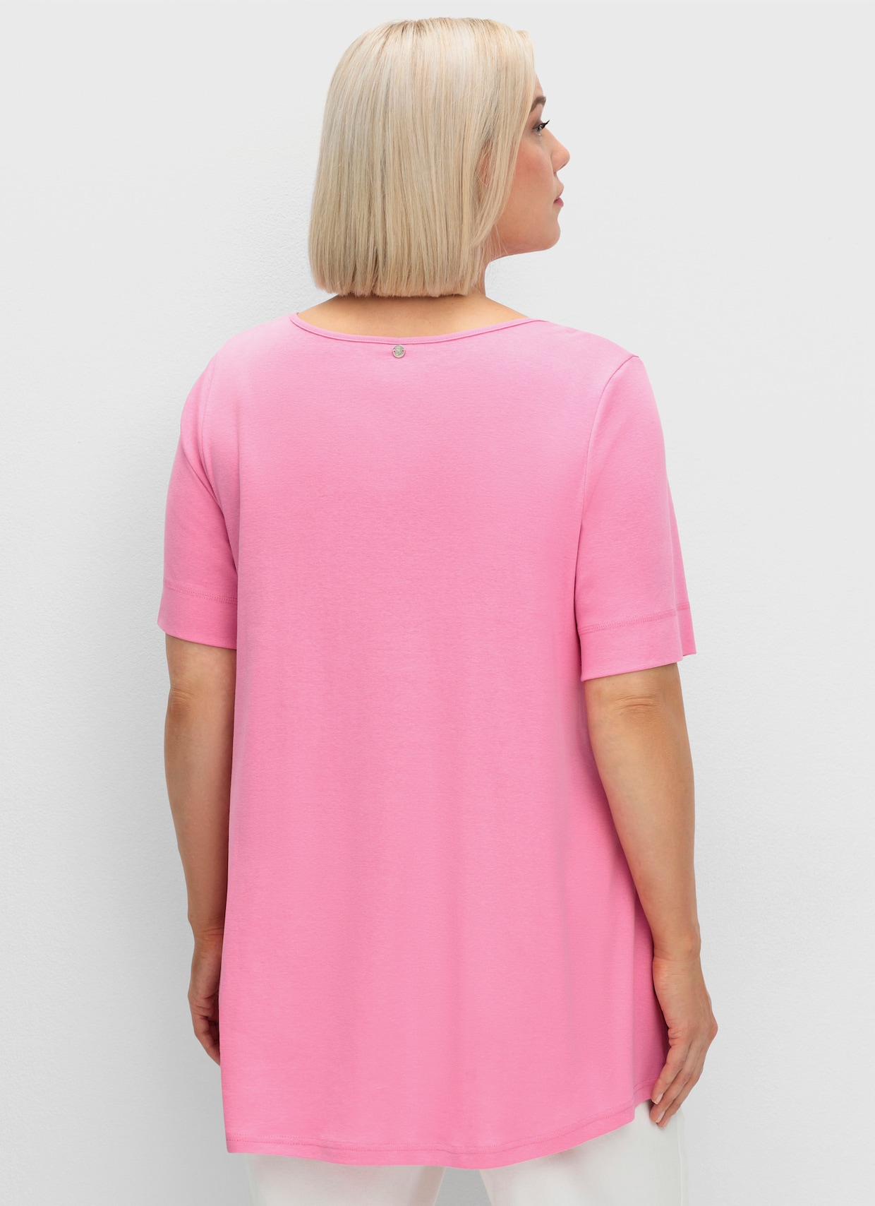 sheego Lang shirt - floral pink