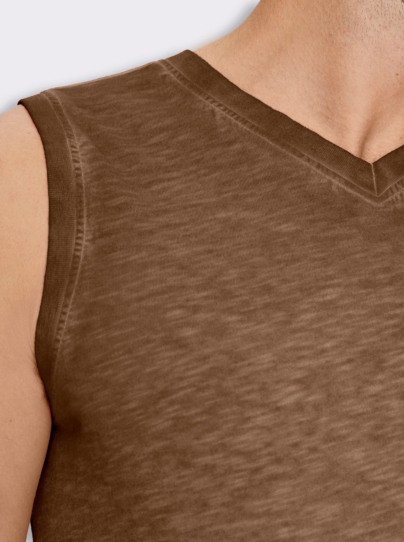 V-Shirt ärmellos, aus Baumwolle - braun