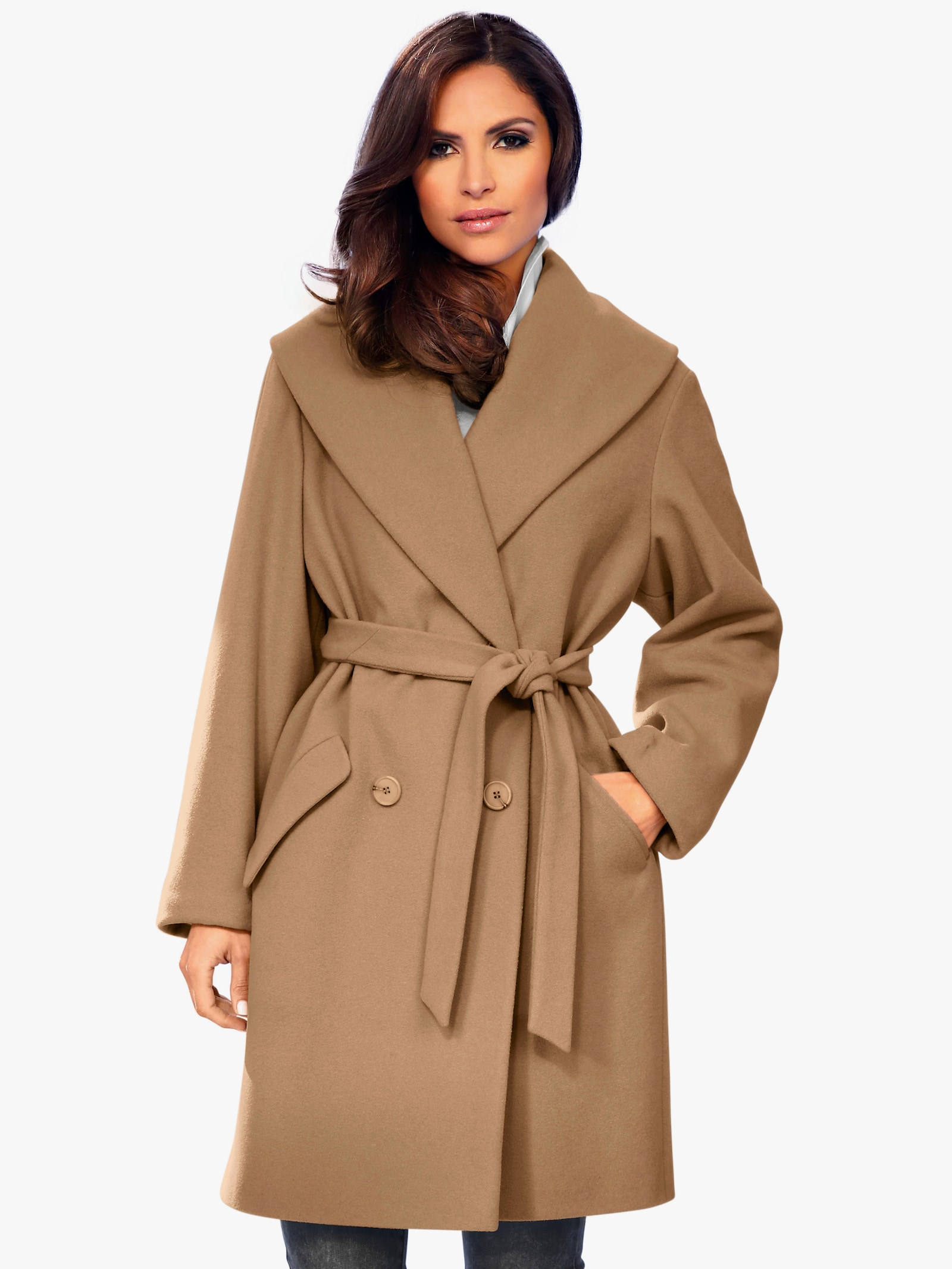 heine Wolljacke mit Schalkragen - camel