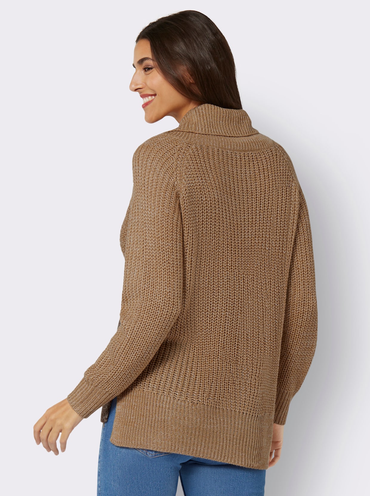 Rollkragen-Pullover - camel-meliert