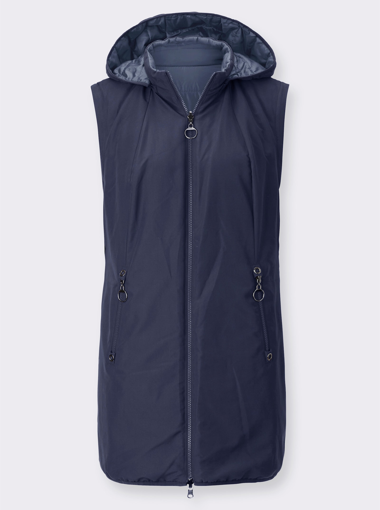 Longjacke mit Wendefunktion - rauchblau