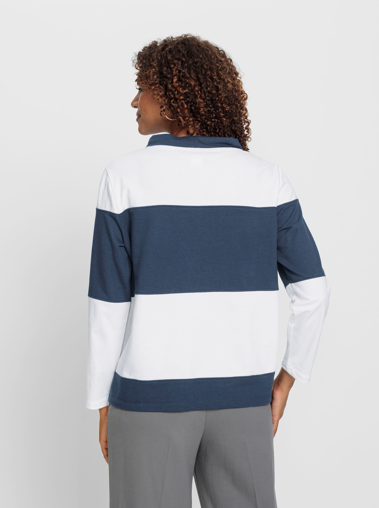 Sweatshirt - ecru/donkerblauw