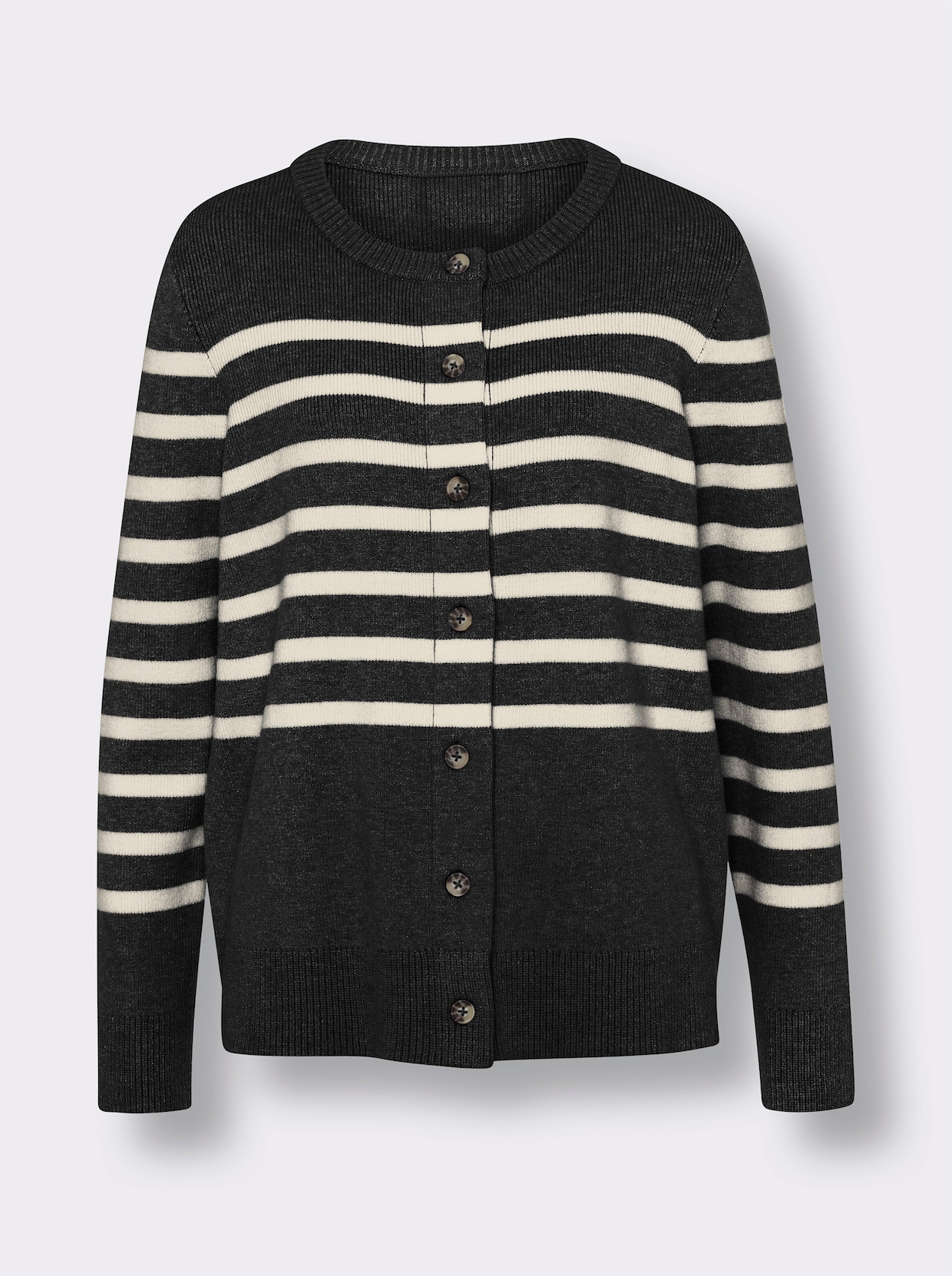 heine Vest - zwart/ecru gestreept