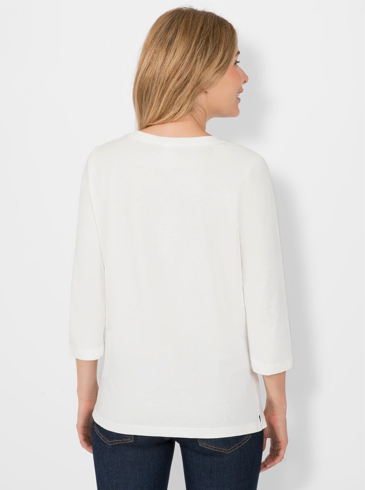 Print-Shirt - ecru-gemustert